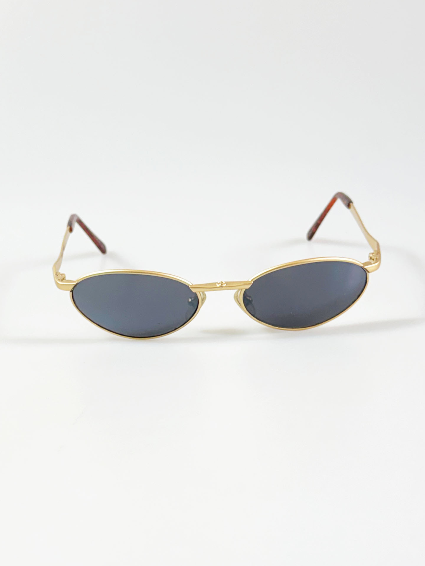 Gold Slim Oval Metal Sunglasses