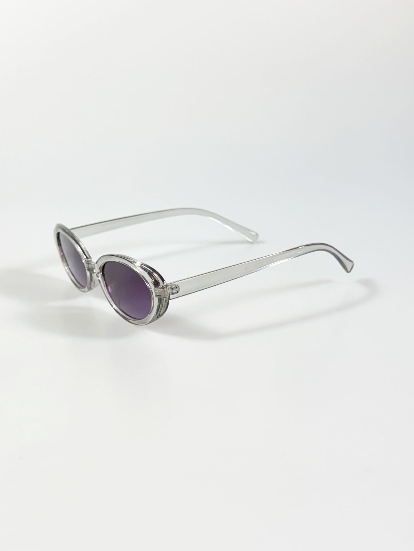 Clear Crystal Semi Cat-Eye Oval Frame Tint Sunglasses