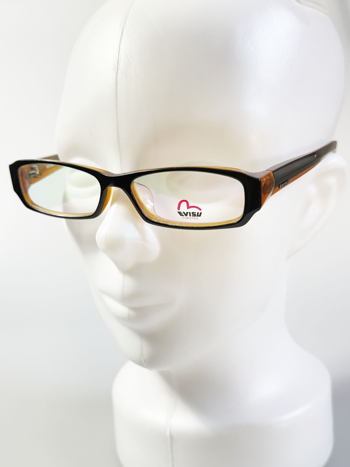 EVISU Black & Amber Square Acetate Horn-Rim Frame Glasses