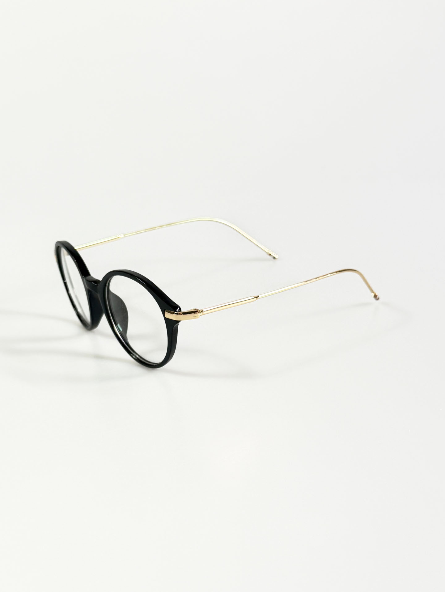 Black Round Acetate & Gold Metal Combi Glasses