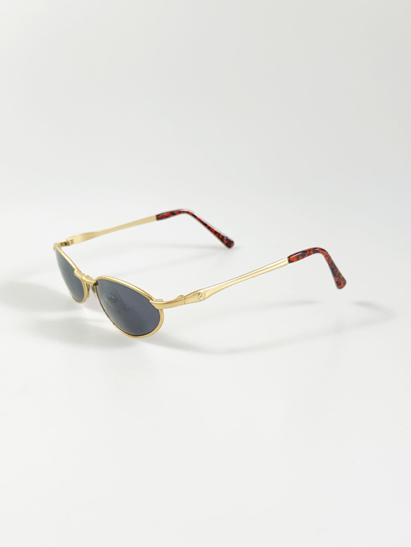 Gold Slim Oval Metal Sunglasses