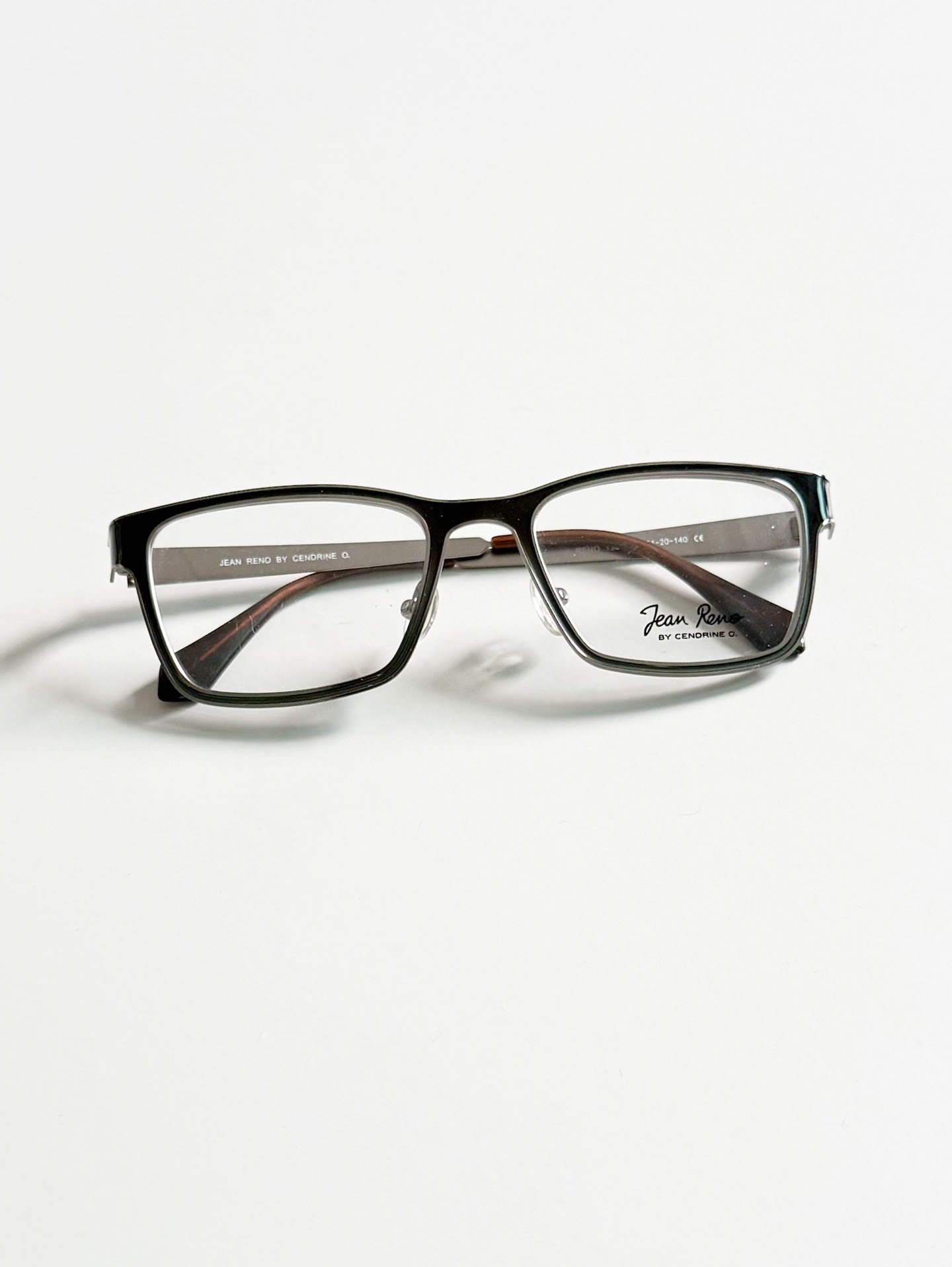 JEAN RENO Silver Tone Square Metal Glasses