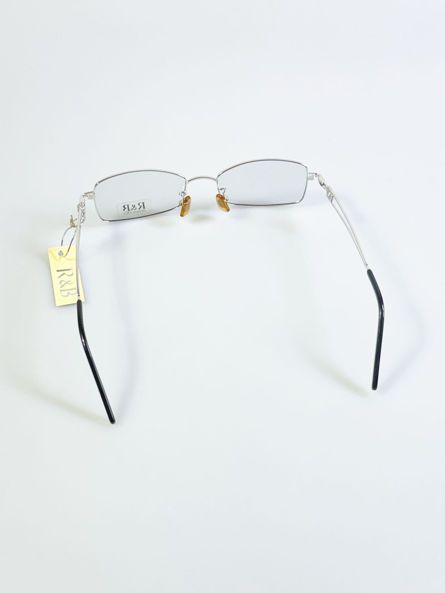 R&B Eyewear Silver Slim Square Metal Frame Glasses