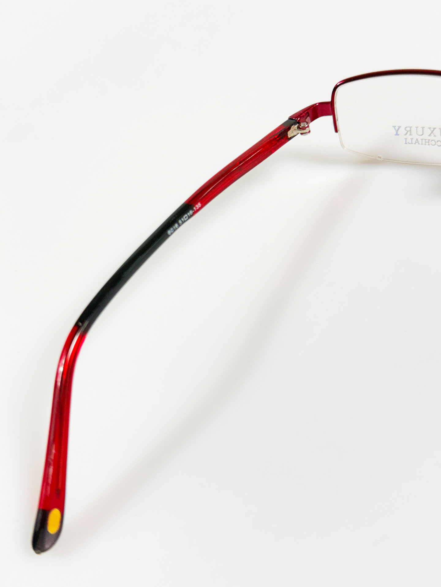 Luxury Red Semi-Rimless Square Metal Frame Glasses