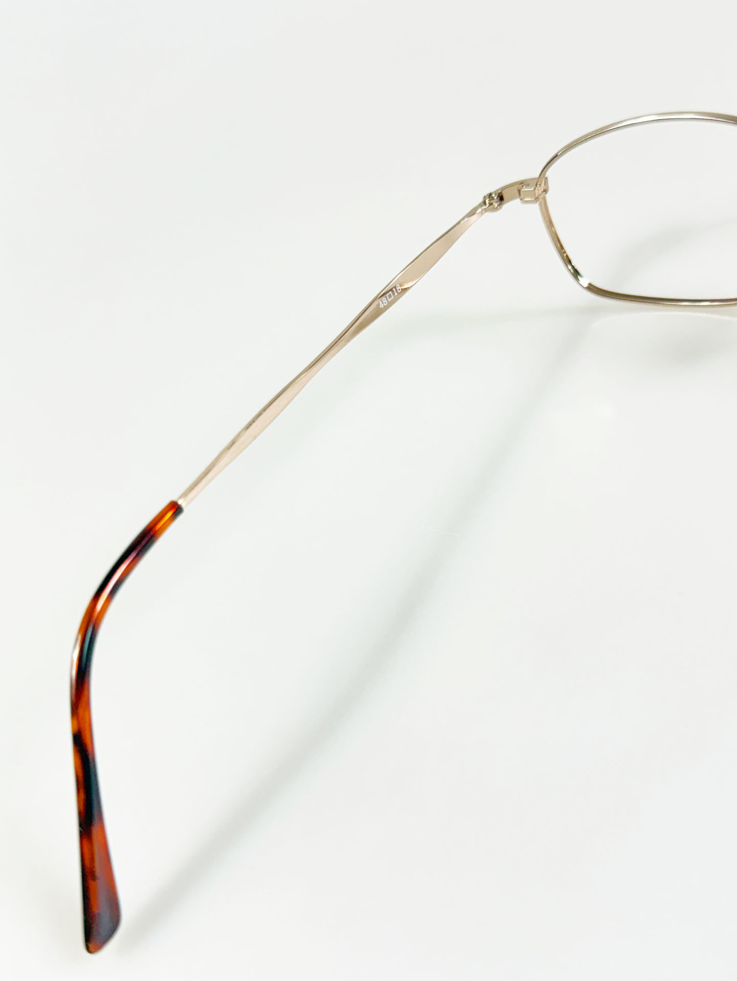 90's EYE WORLD Gold Slim Square Metal Glasses
