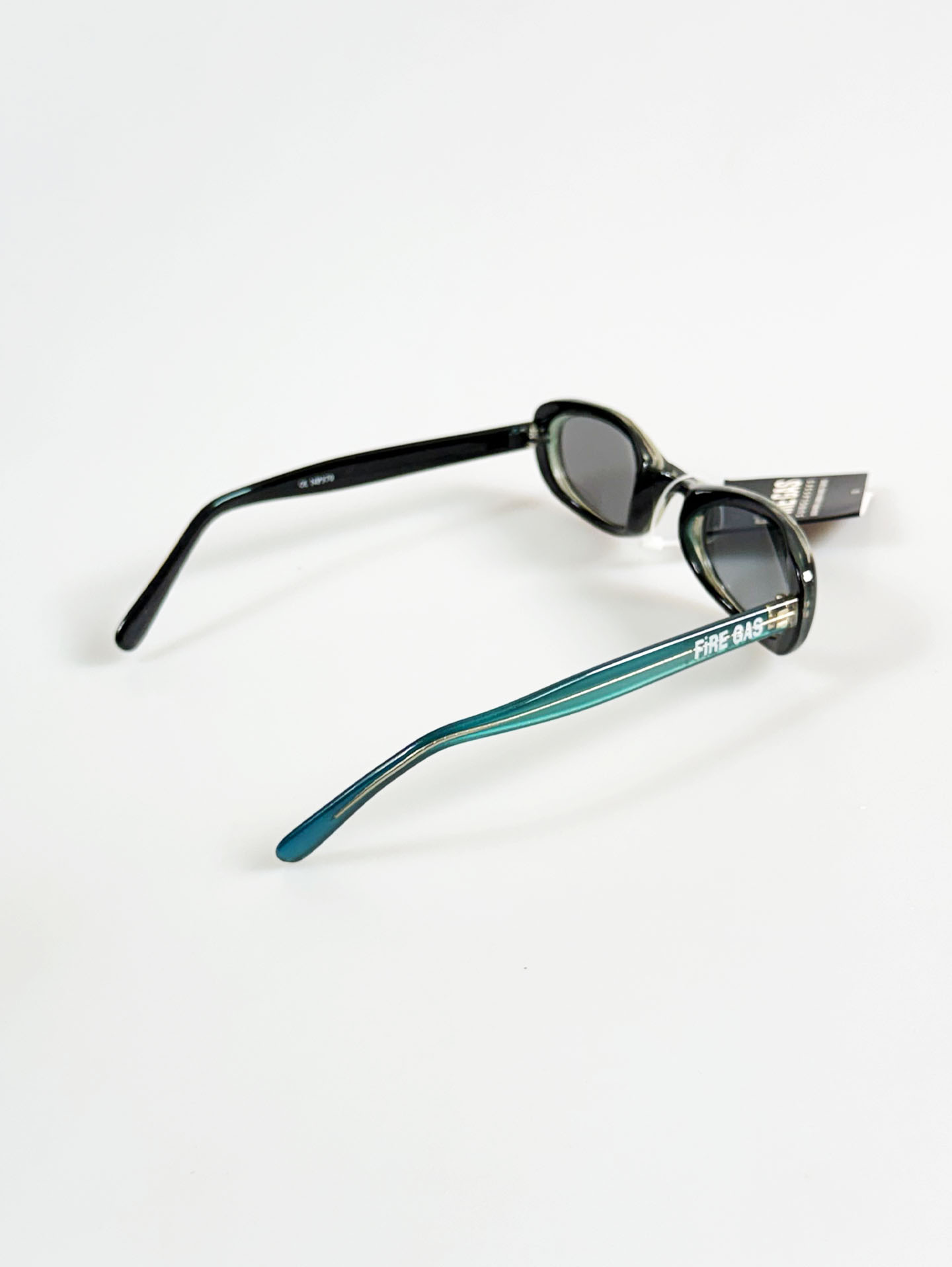 90's FIRE GAS Teal Bold Oval Sunglasses