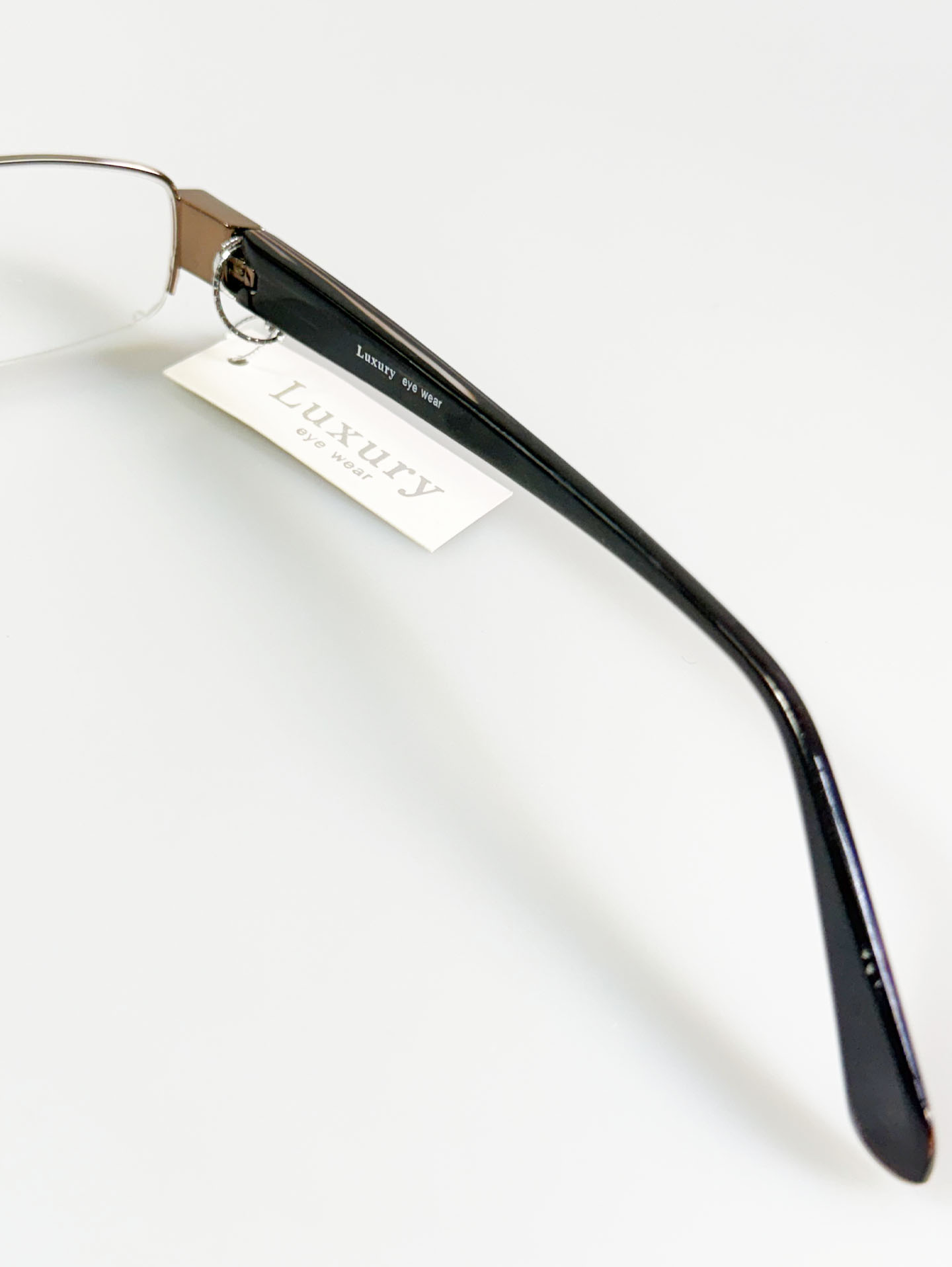 Luxury Eyewear Bronze Half-Rim Square Metal Glasses