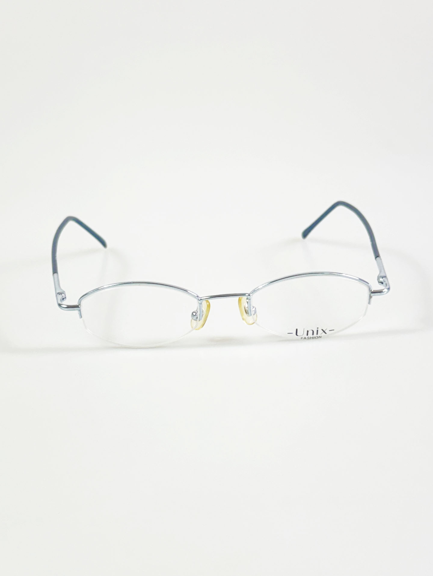 UNIX Light Blue Silver Semi-Rimless Oval Metal Glasses