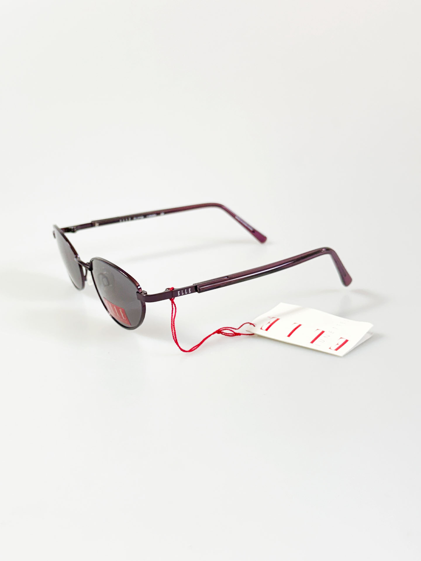90s ELLE Violet Slim Oval Metal Frame Sunglasses