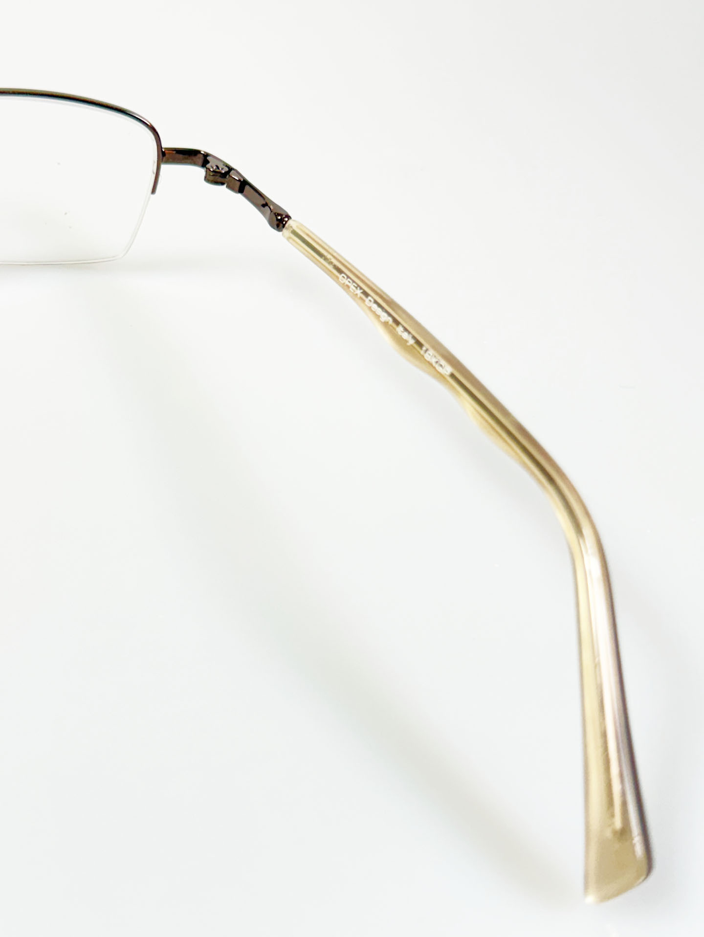 OPEX Brown Semi-Rimless Rectangular Metal Frame Glasses