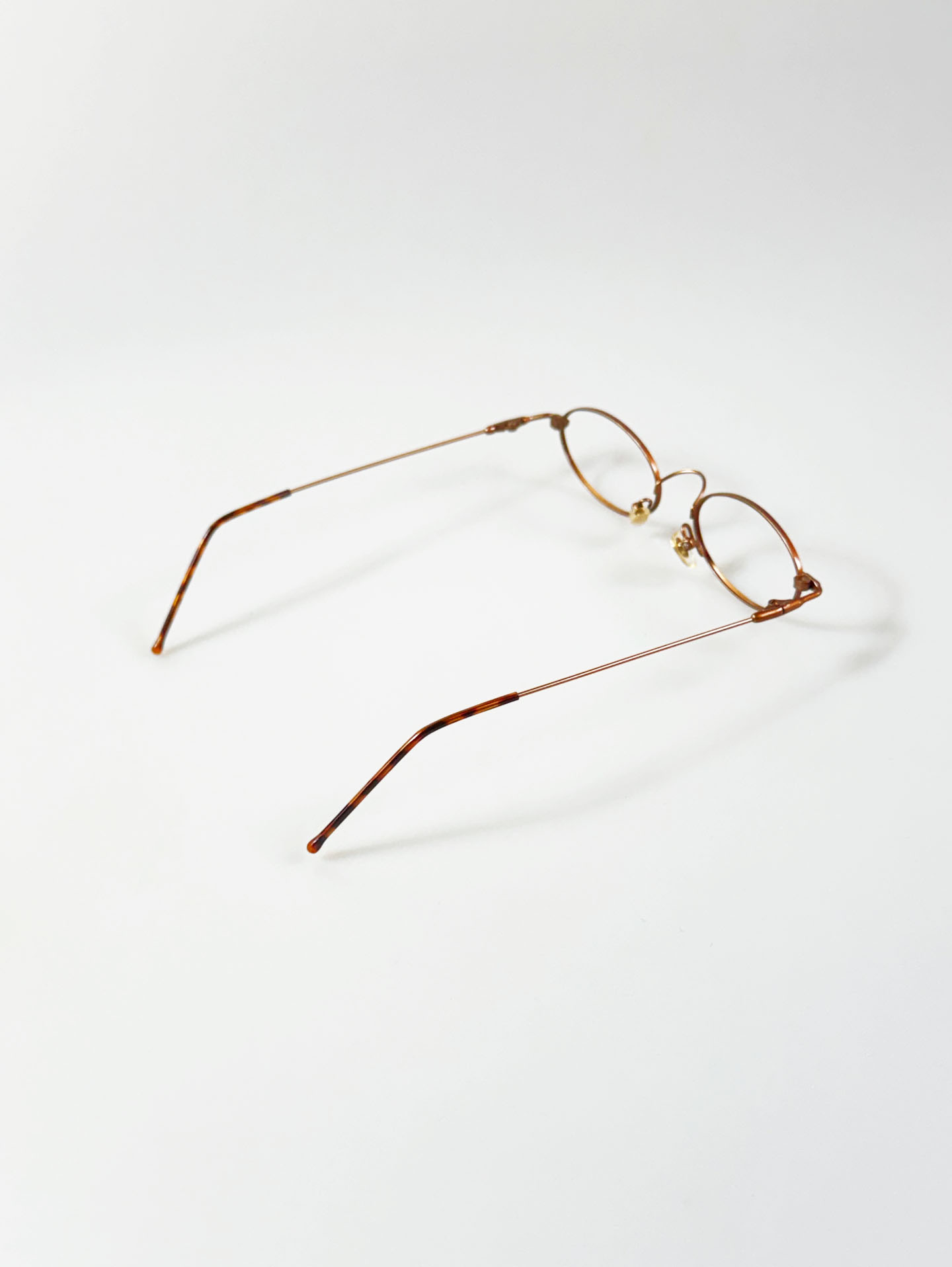 Amber Brown Slim Oval Metal Glasses