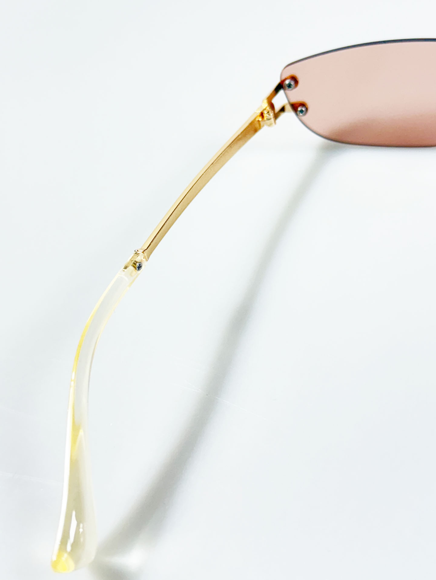 Gold Metal Rimless Square Tint Sunglasses