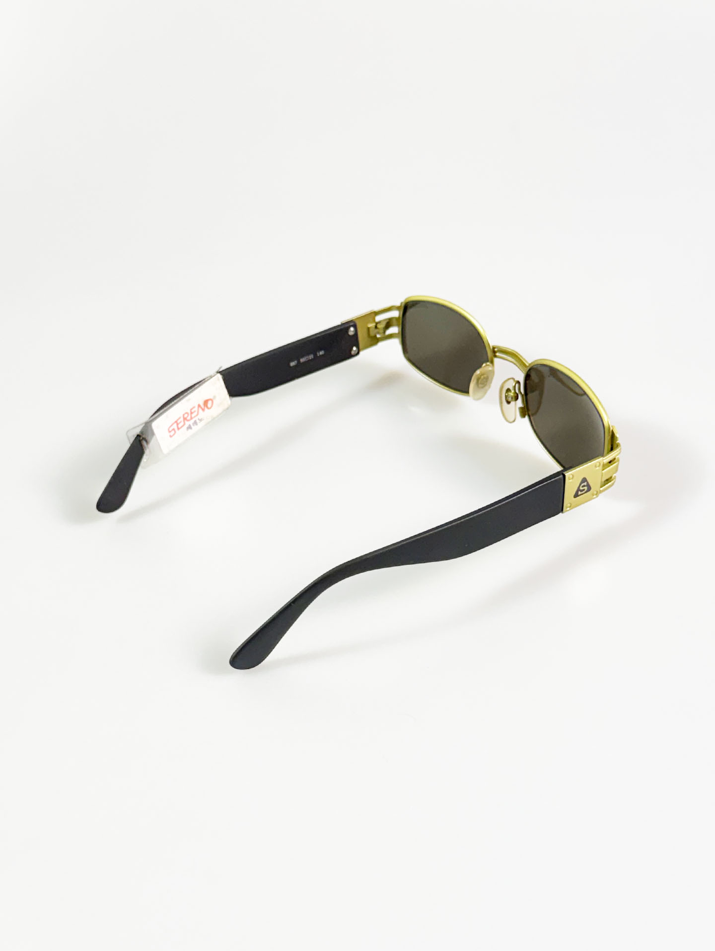 90's SERENO Square Green-Gold Metal Sunglasses
