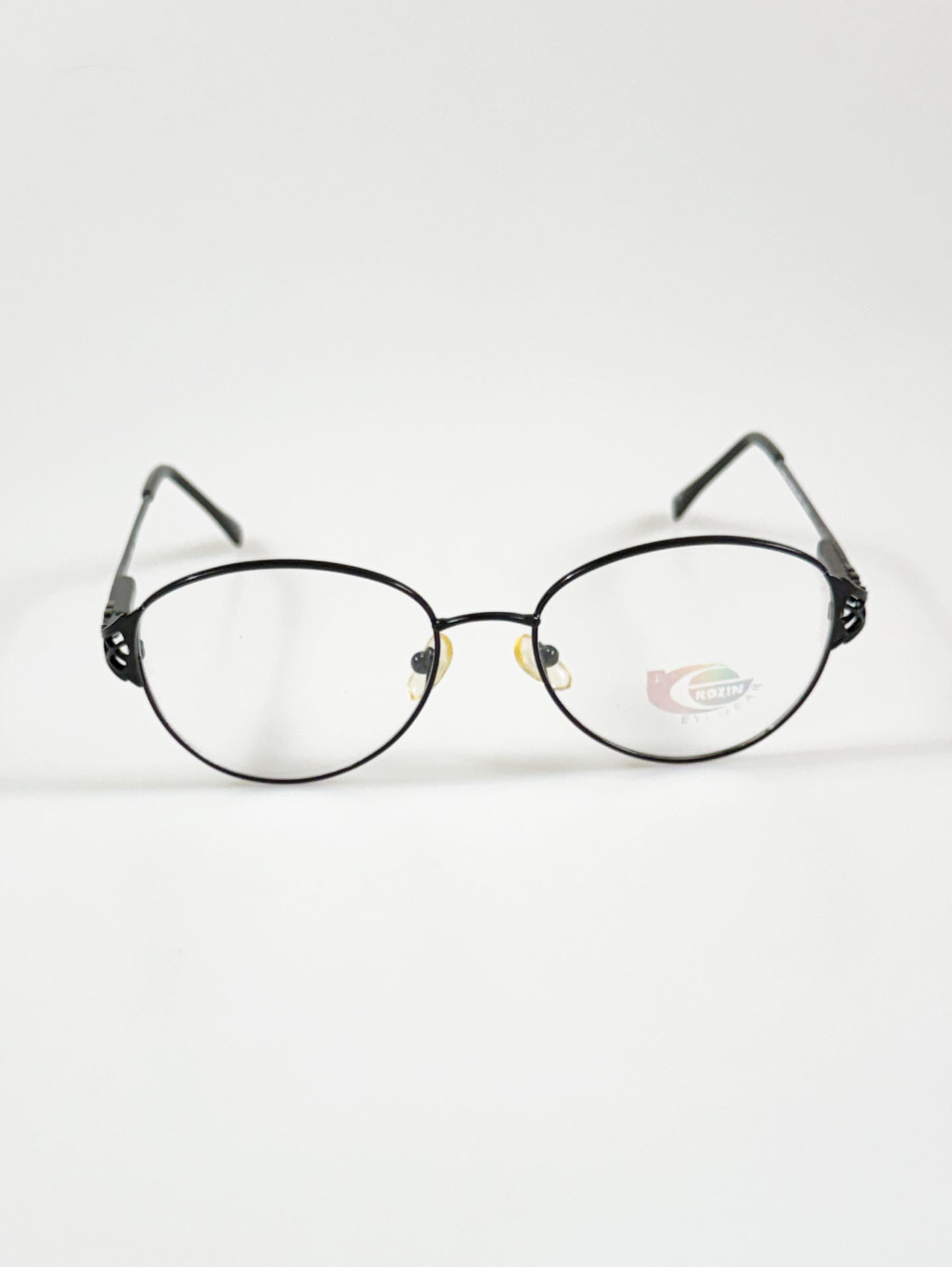 90's ROZIN EYEWEAR Black Slim Oval Metal Frame Glasses