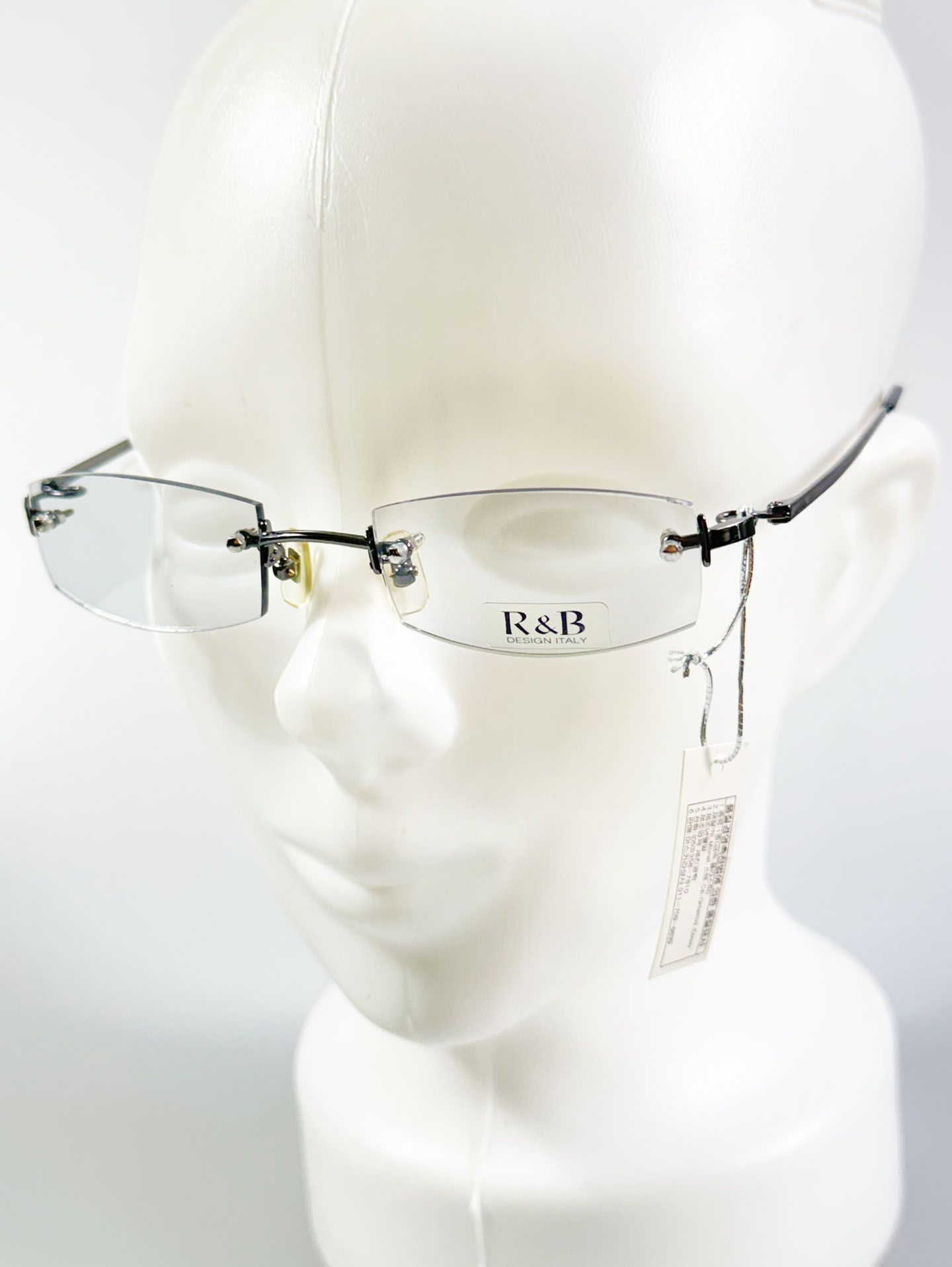 R&B Eyewear Gunmetal Rimless Square Glasses