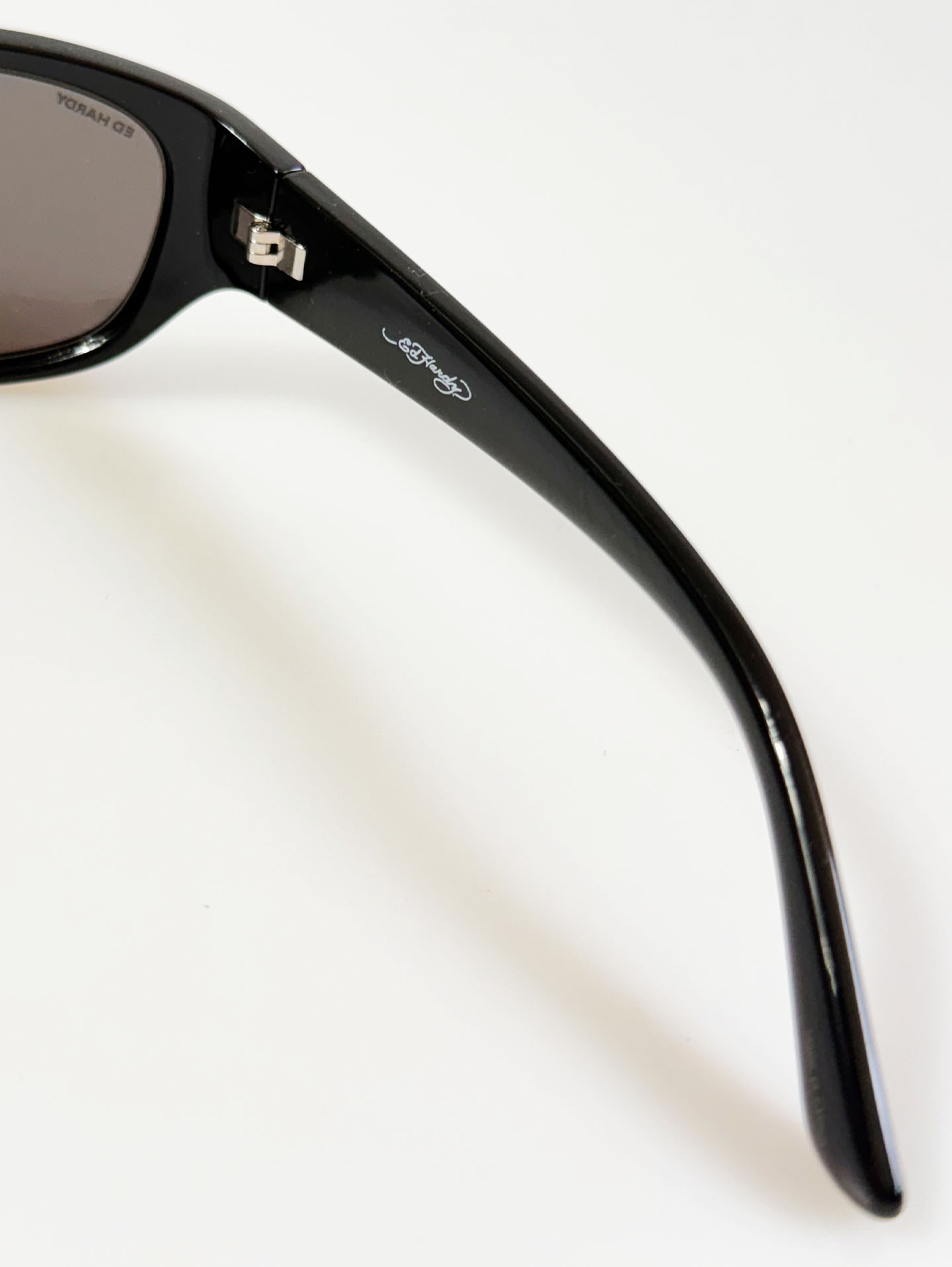 90's SANTANA Silver Rimless Oval Metal Orange Tint Sunglasses ED HARDY Black Wraparound Square Sungl