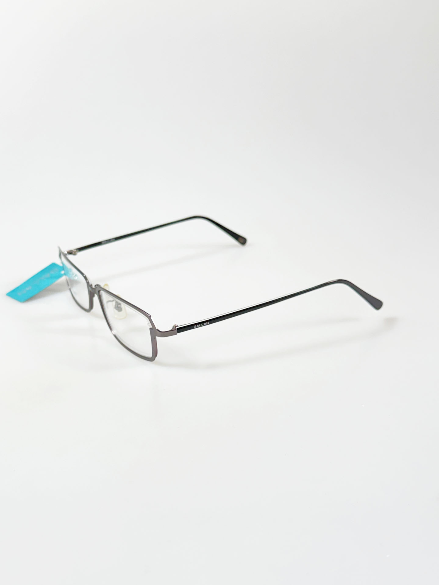 GALLAN Dark Silver Slim Square Metal Frame Glasses