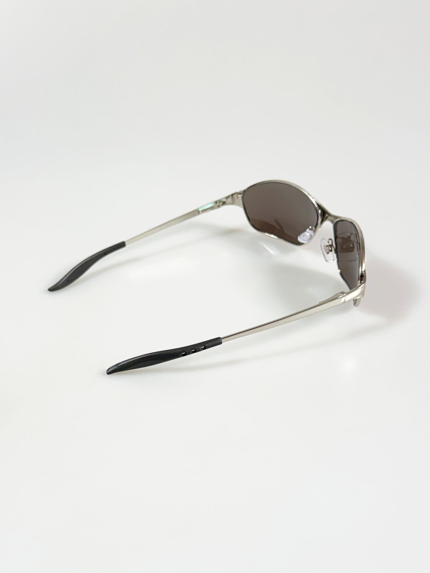 Silver Wraparound Square Metal Mirrored Sunglasses