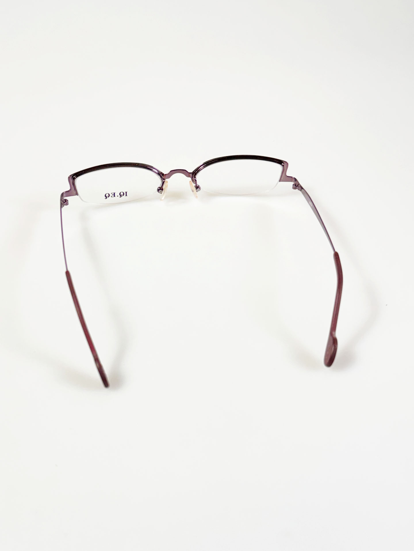 IQ.EQ Purple Semi-Cat Eye Half-Rim Metal Frame Glasses
