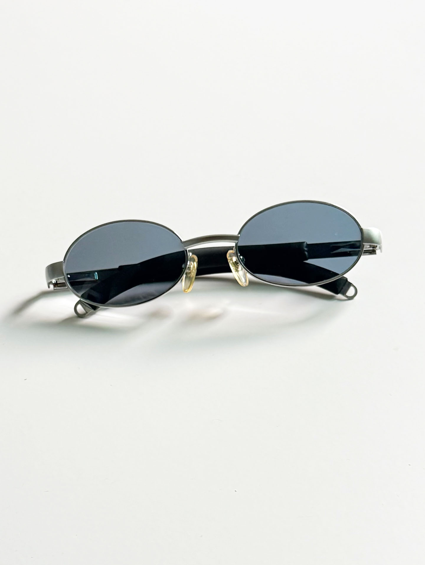 90's PILOT Silver Slim Oval Metal Sunglasses