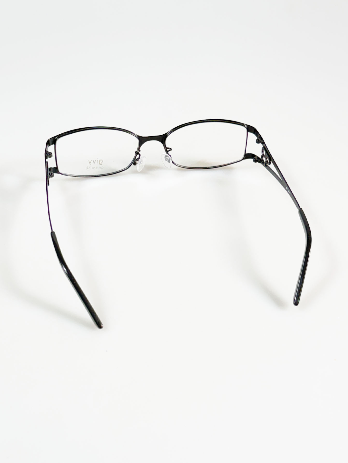 GIVY Black Slim Square Metal Frame Glasses