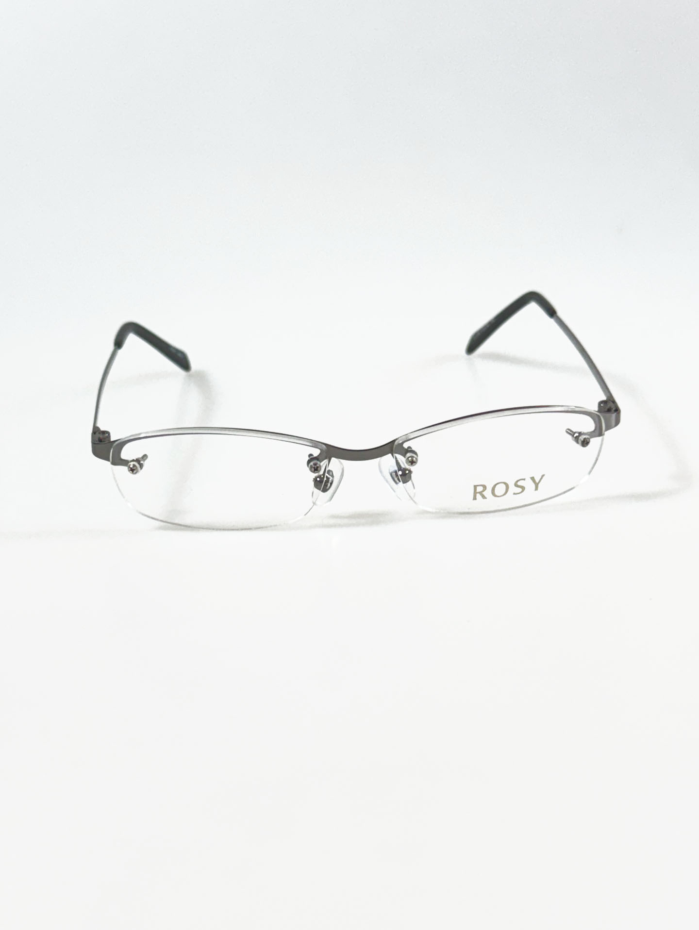 ROSY Dark Silver Square Rimless Metal Glasses