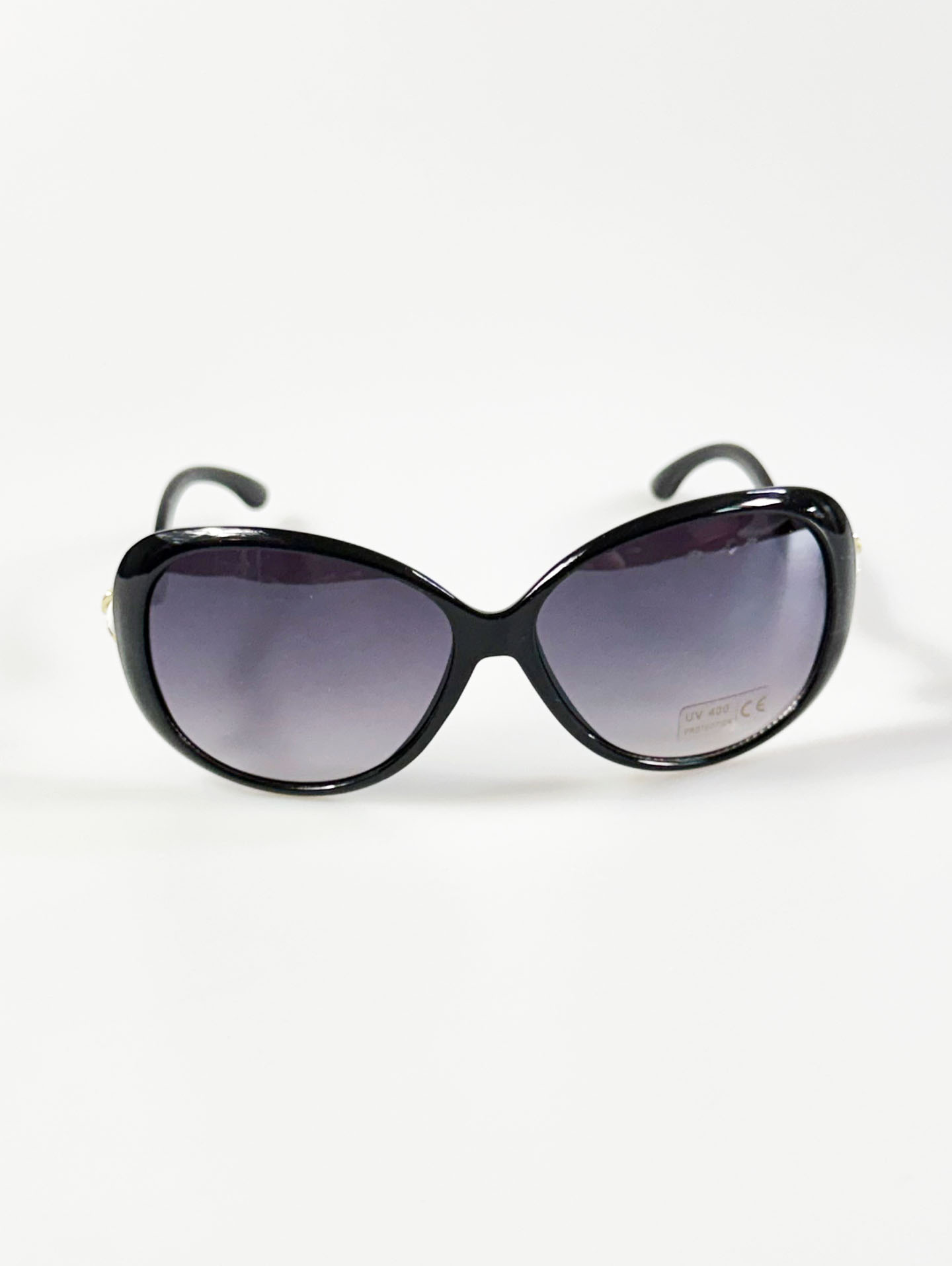 Black Oversized Butterfly Floral Temple Detail Sunglasses