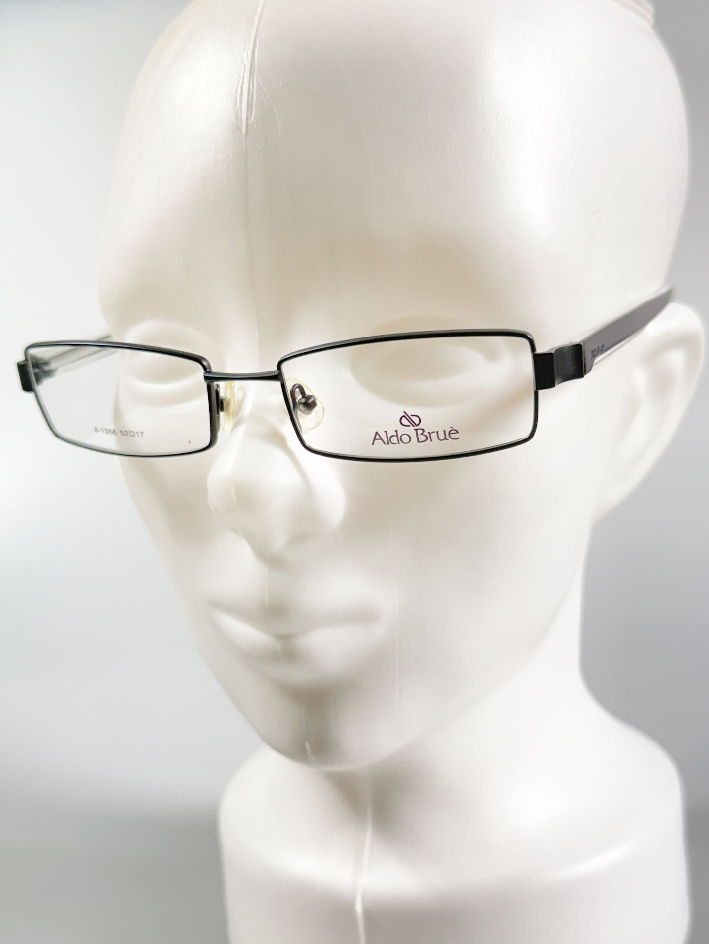 Aldo Brue Black Slim Square Metal Glasses