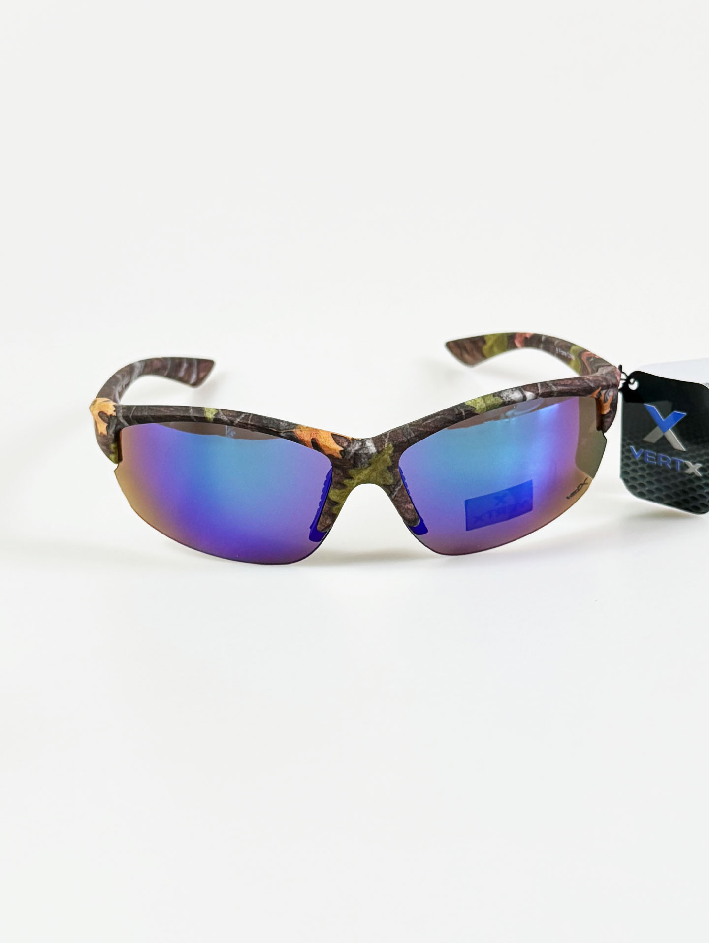 VERTX Realtree Pattern Wraparound Half-Rim Mirrored Sunglasses