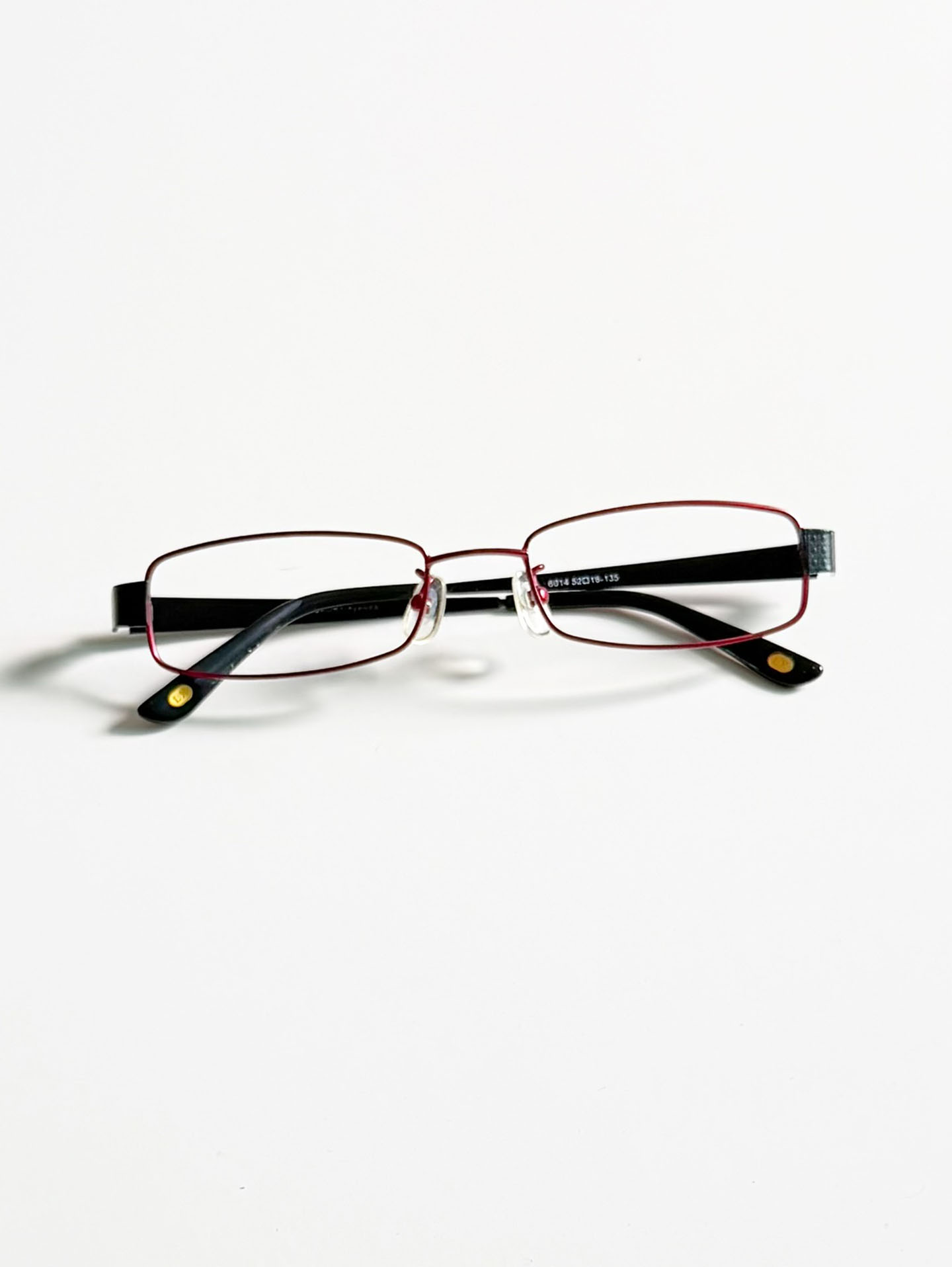 LUXURY Occhiali Red & Black Slim Square Metal Glasses