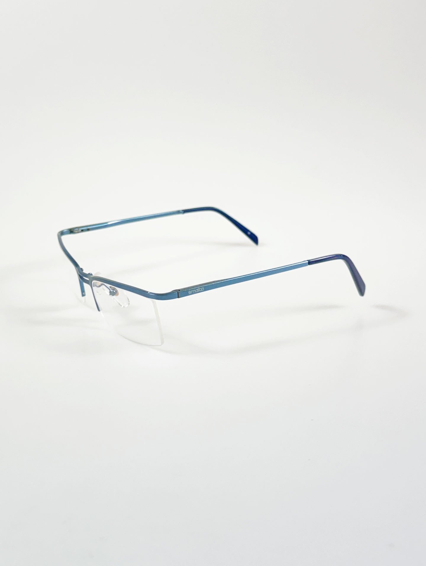 FRANCESCO SMALTO Blue Semi-Rimless Square Metal Glasses
