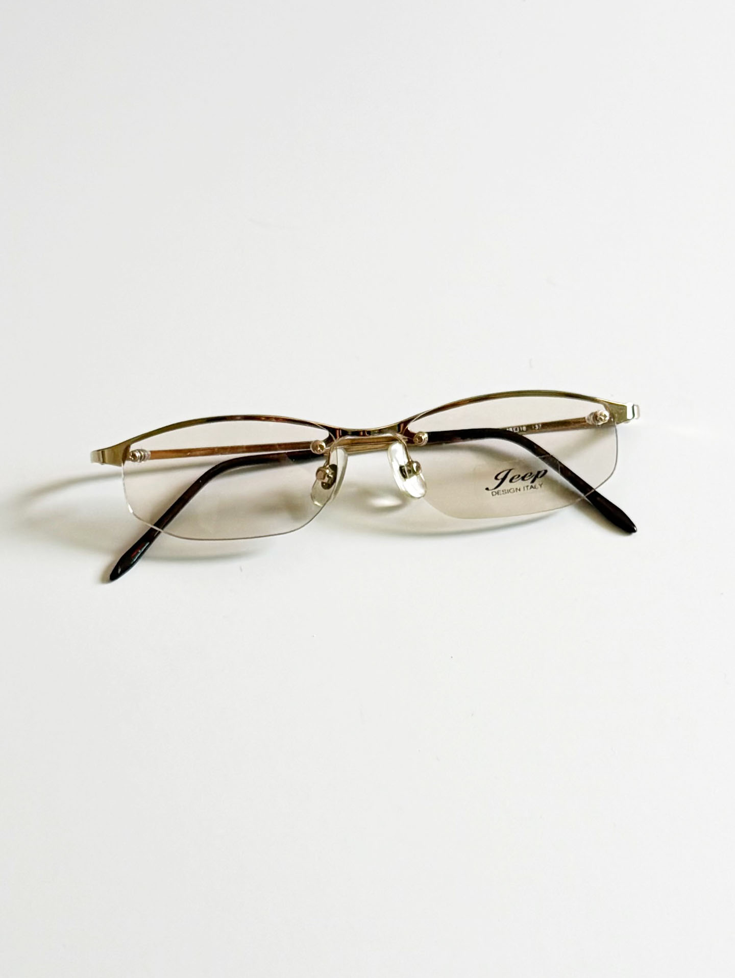 JEEP Gold Half-Rim Square Metal Frame Glasses