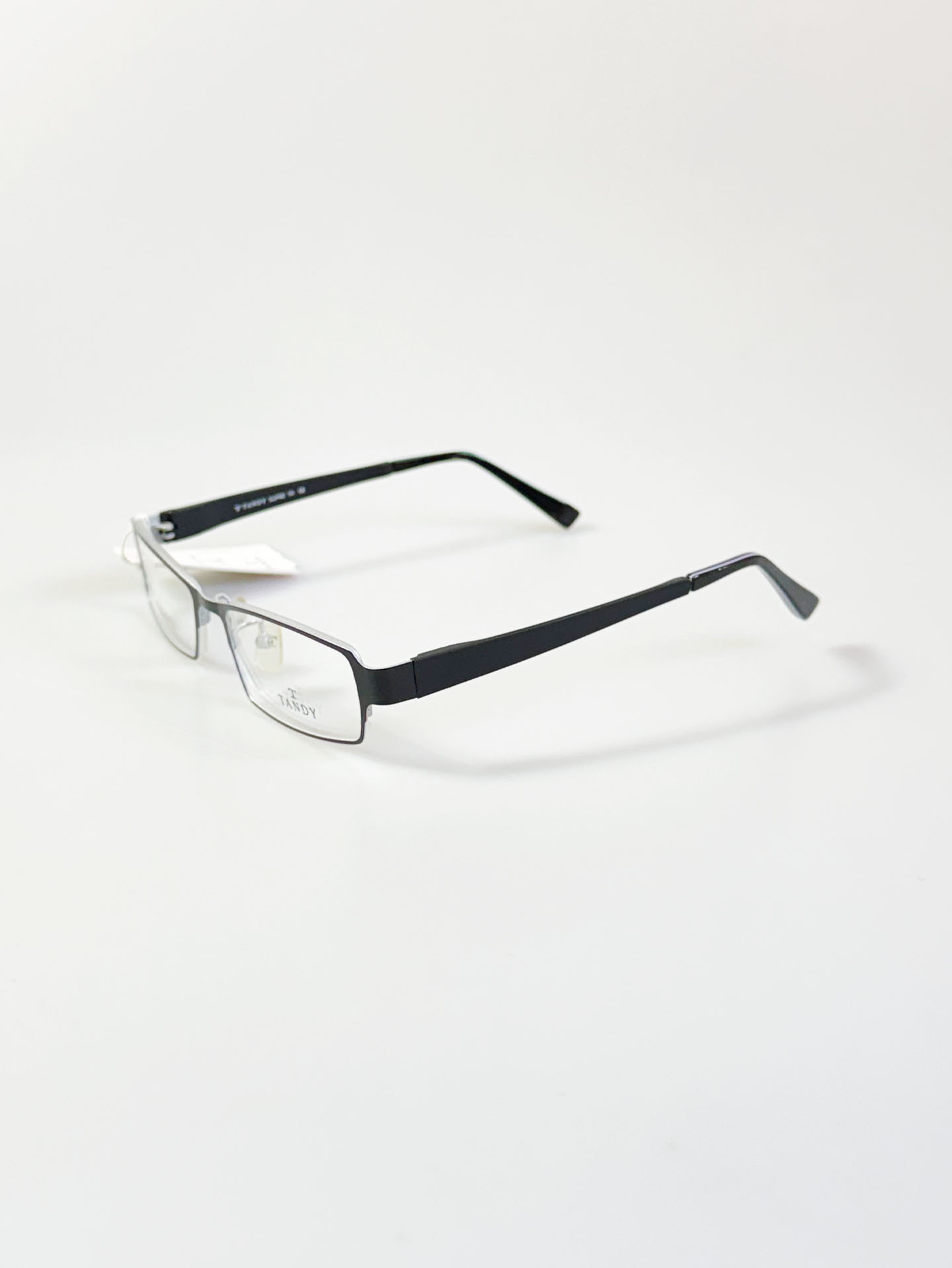 TANDY Black Metal Slim Square Frame Glasses
