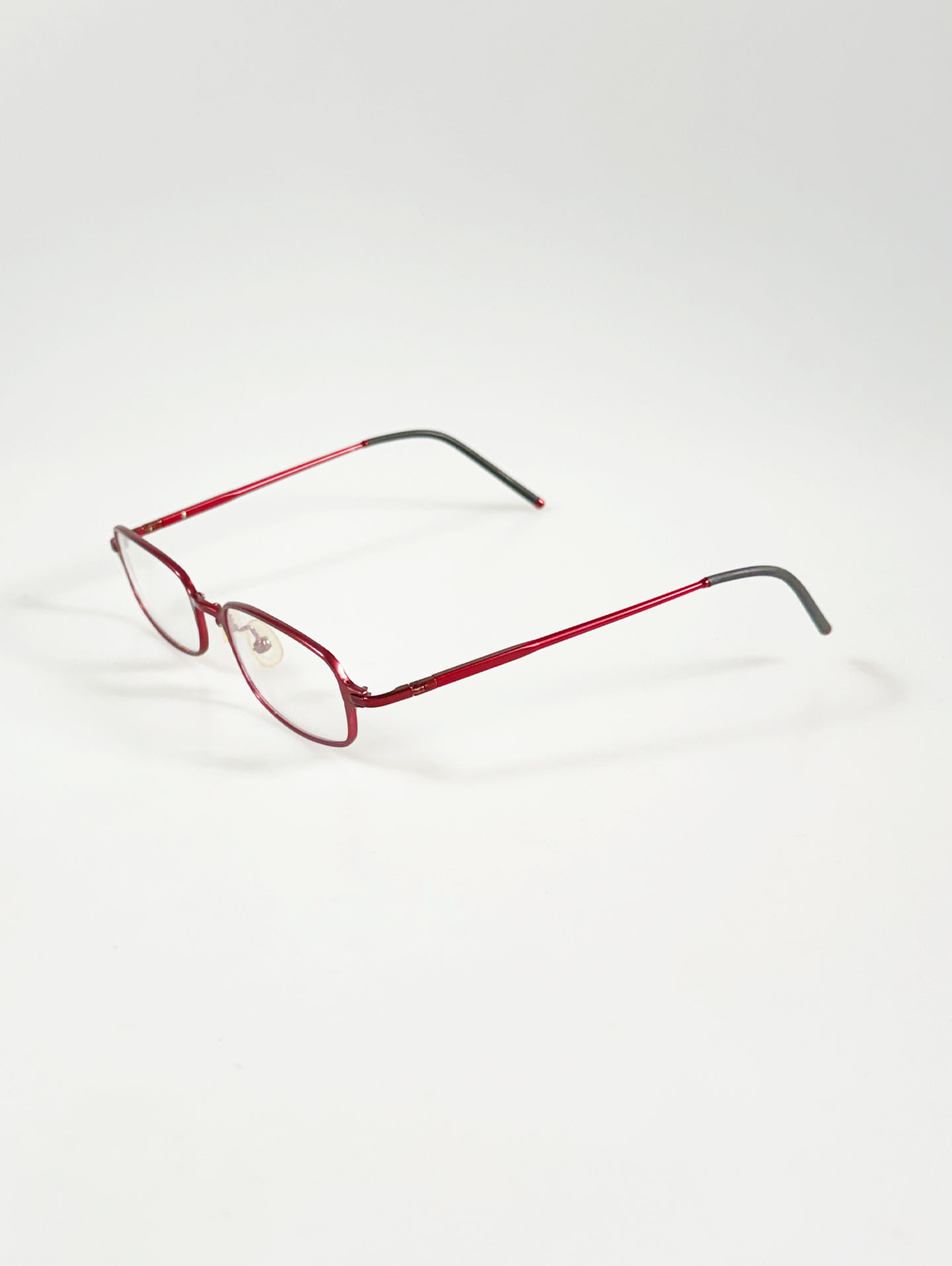 Cherry Pink Slim Square Metal Glasses