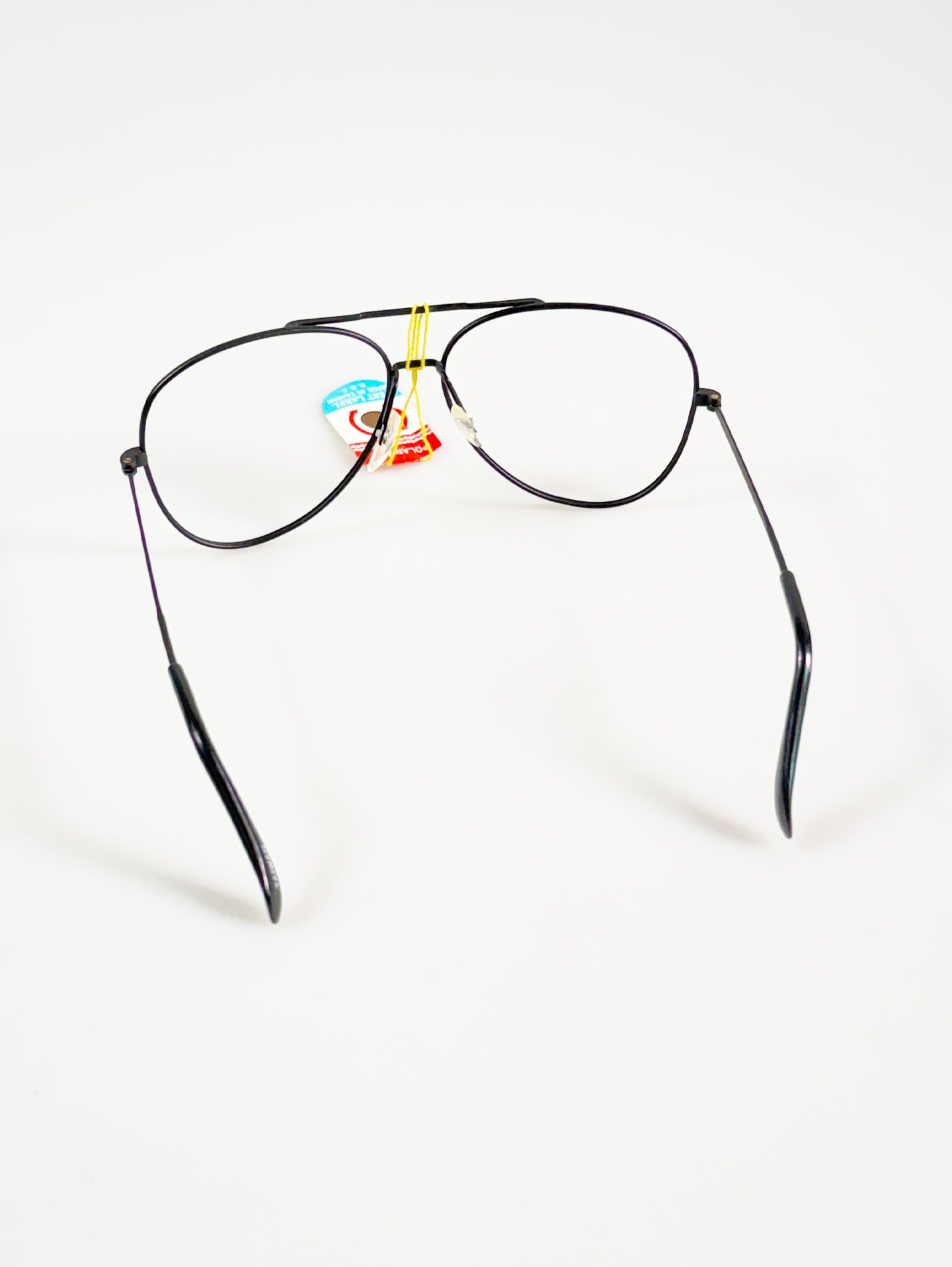 90's PROVISION Black Double-Bridge Aviator Metal Glasses