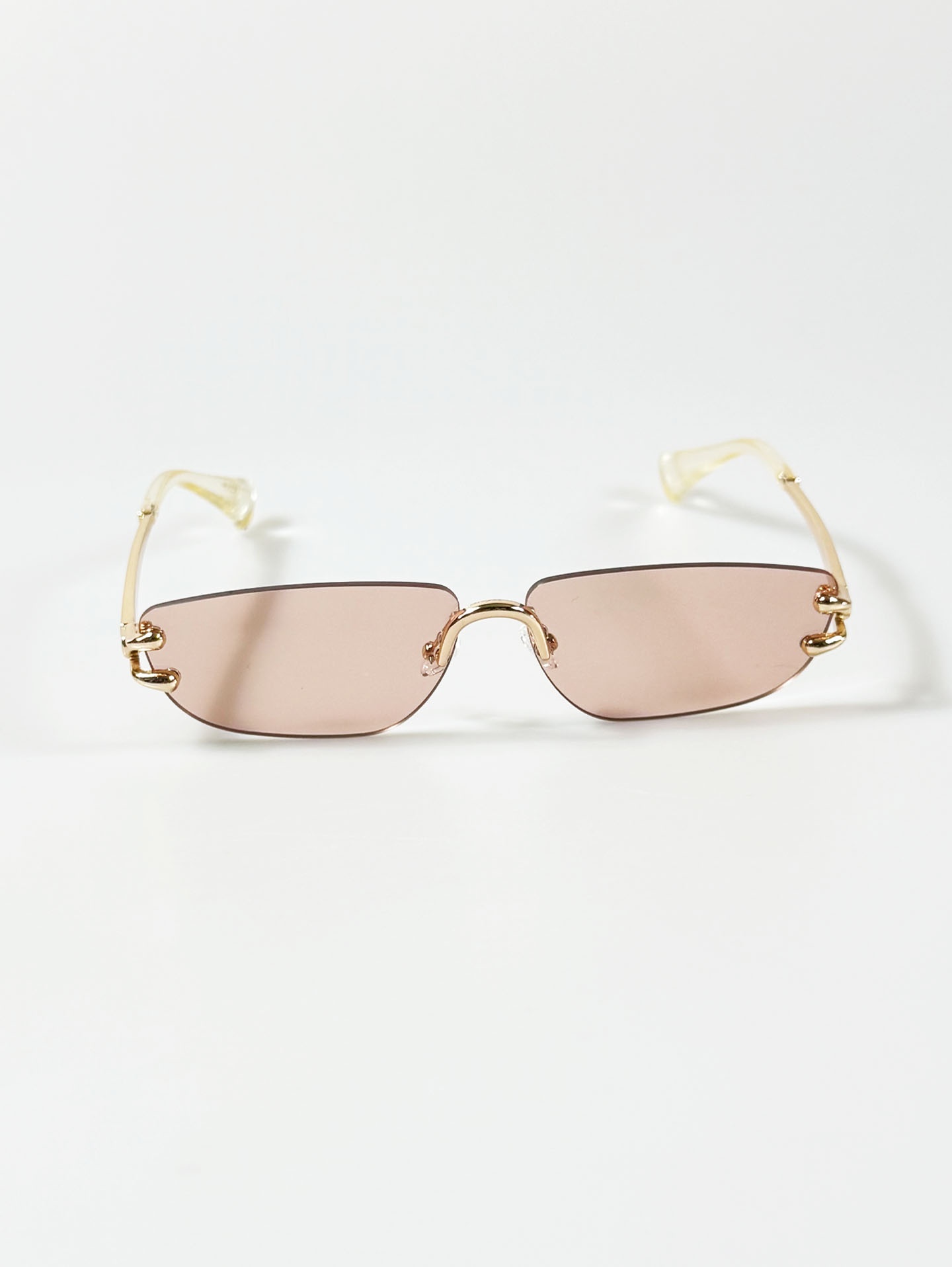Gold Metal Rimless Square Tint Sunglasses