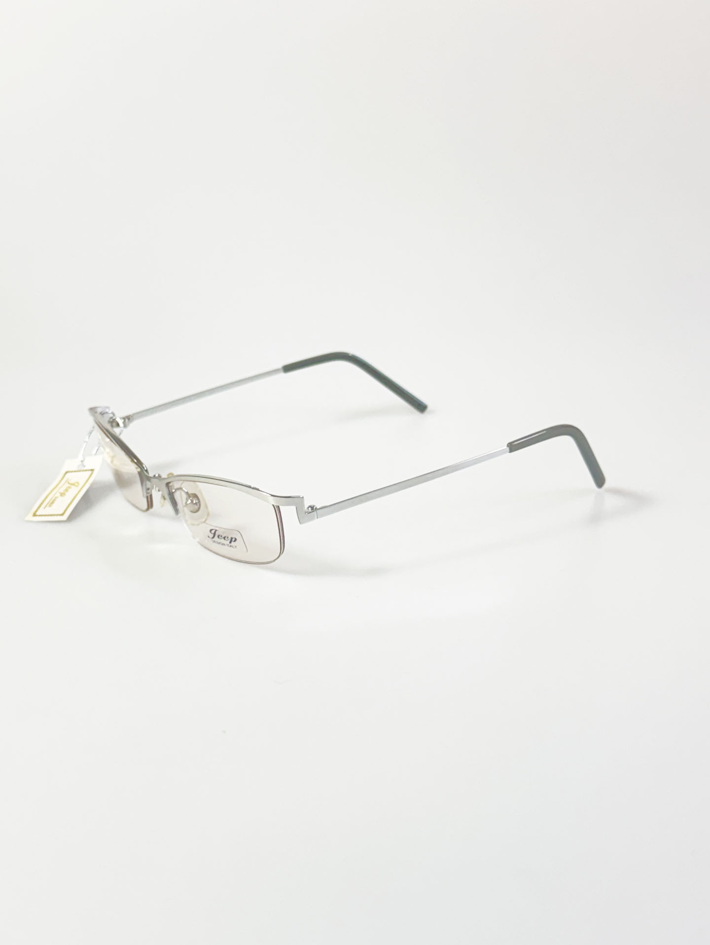 JEEP Silver Slim Square Semi-Rimless Metal Glasses
