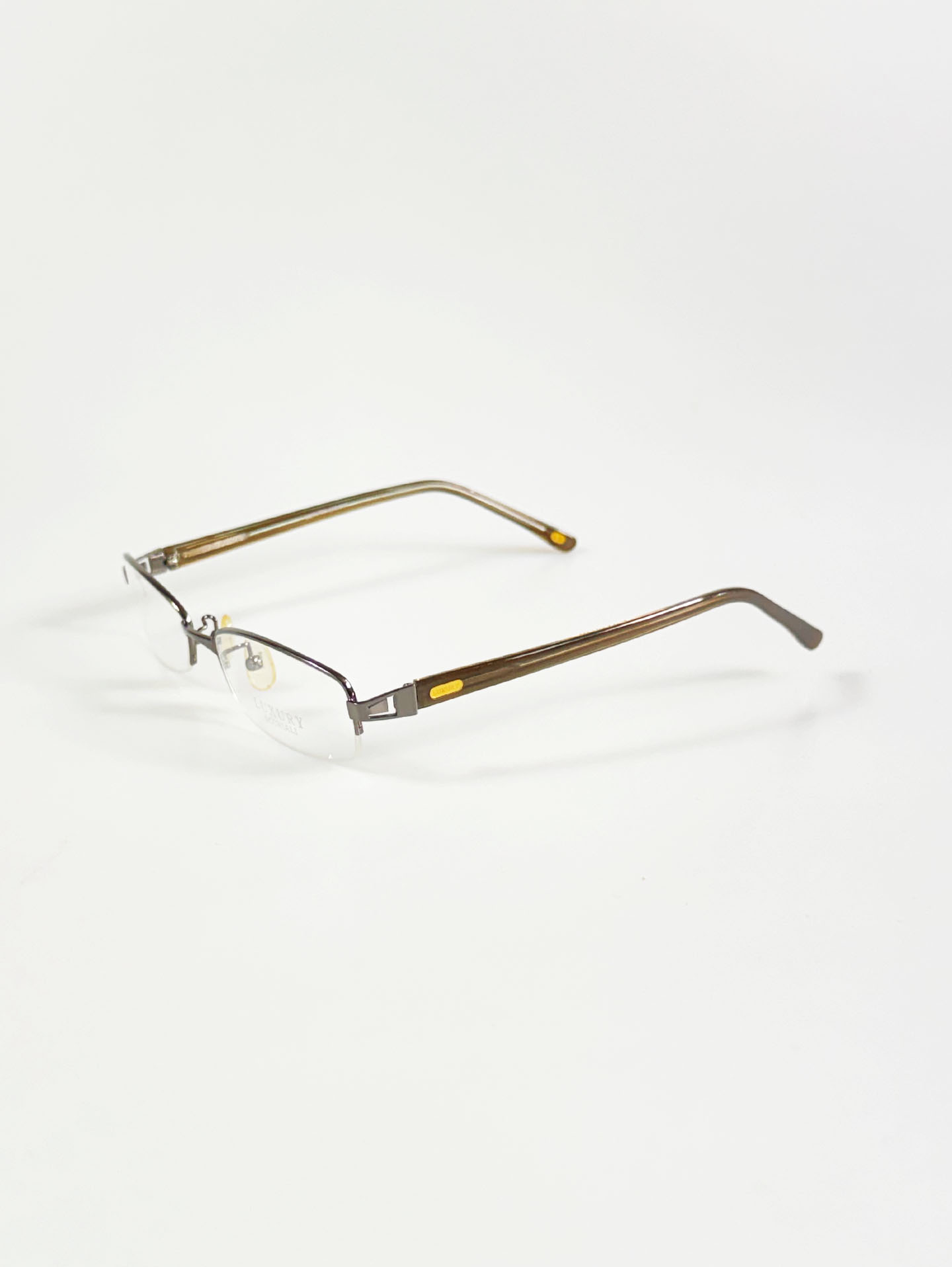 LUXURY EYEWEAR Half-Rim Square Metal Glasses