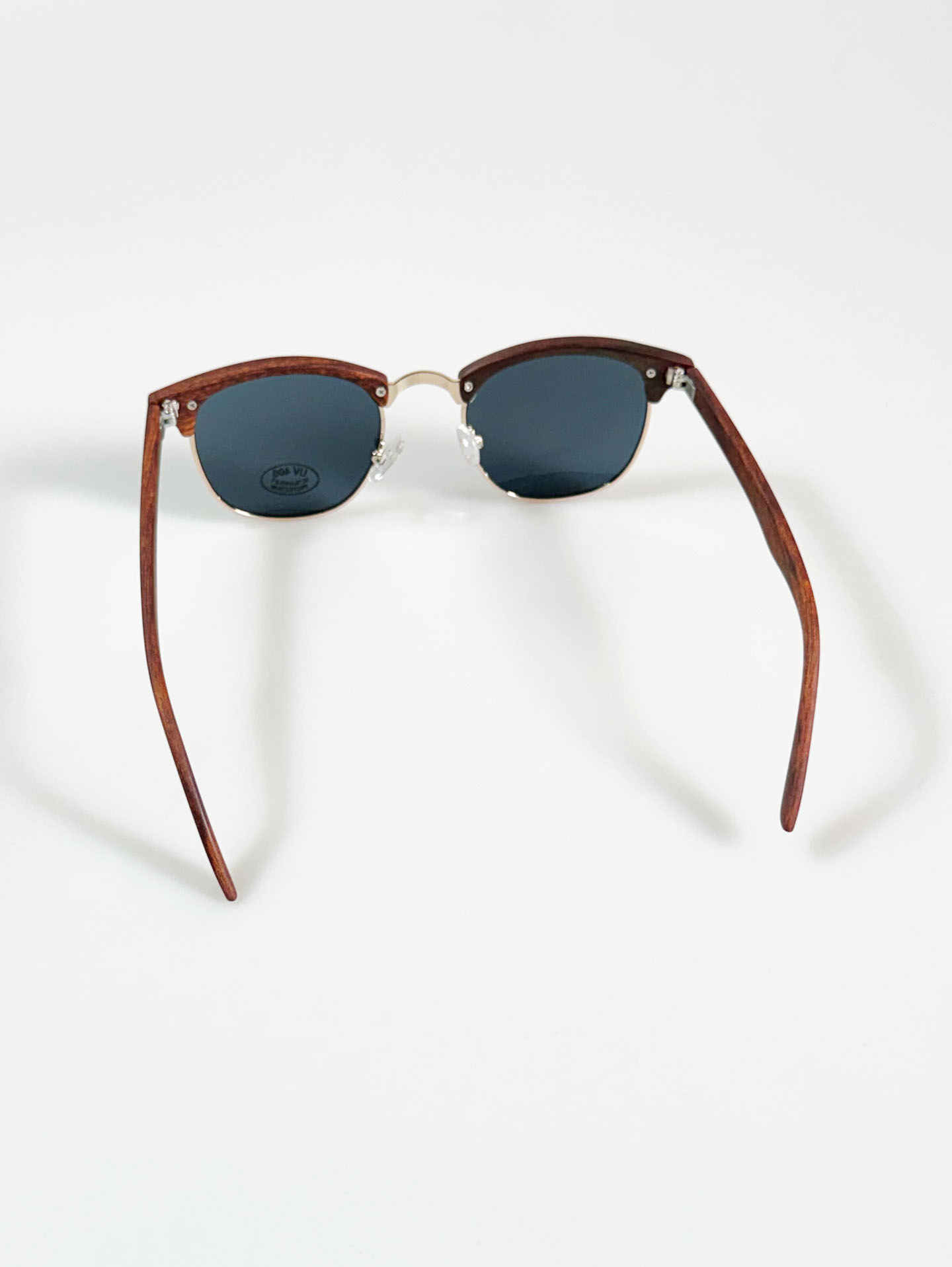 Chestnut Woodgrain Clubmaster Half-Rim Sunglasses