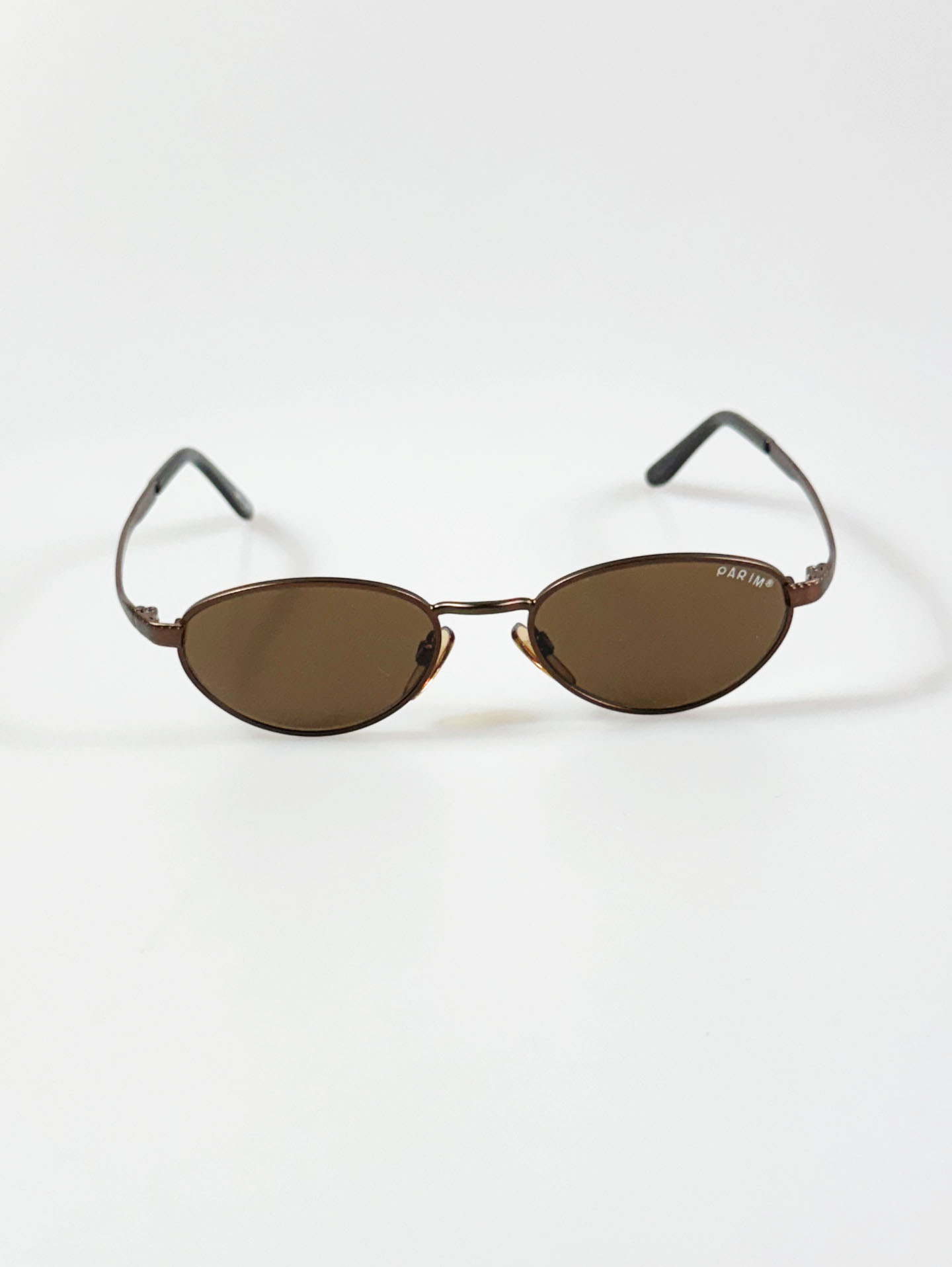 PARIM Brown Slim Oval Metal Frame Tint Sunglasses
