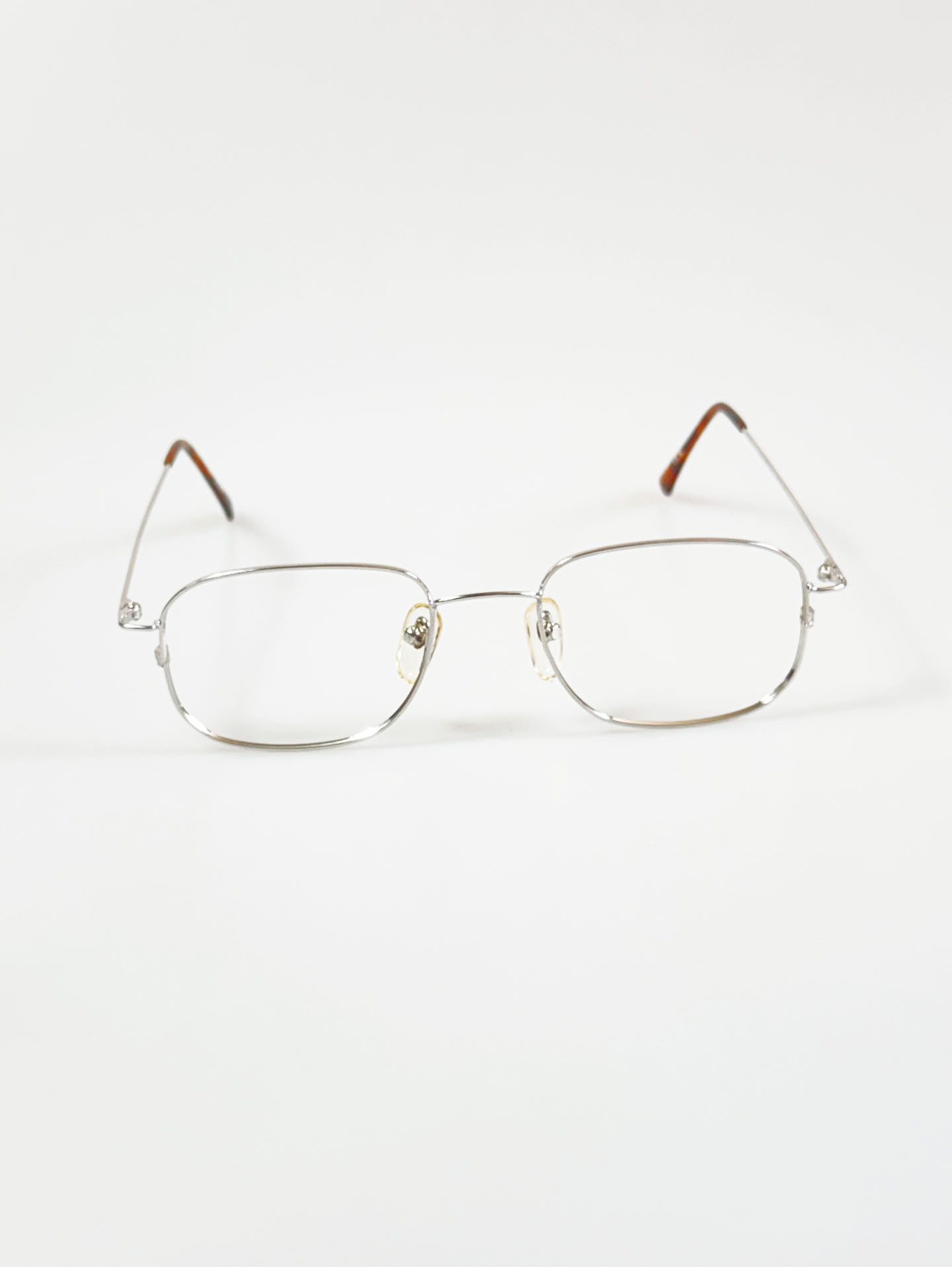 AUOI Silver Slim Square Metal Frame Glasses