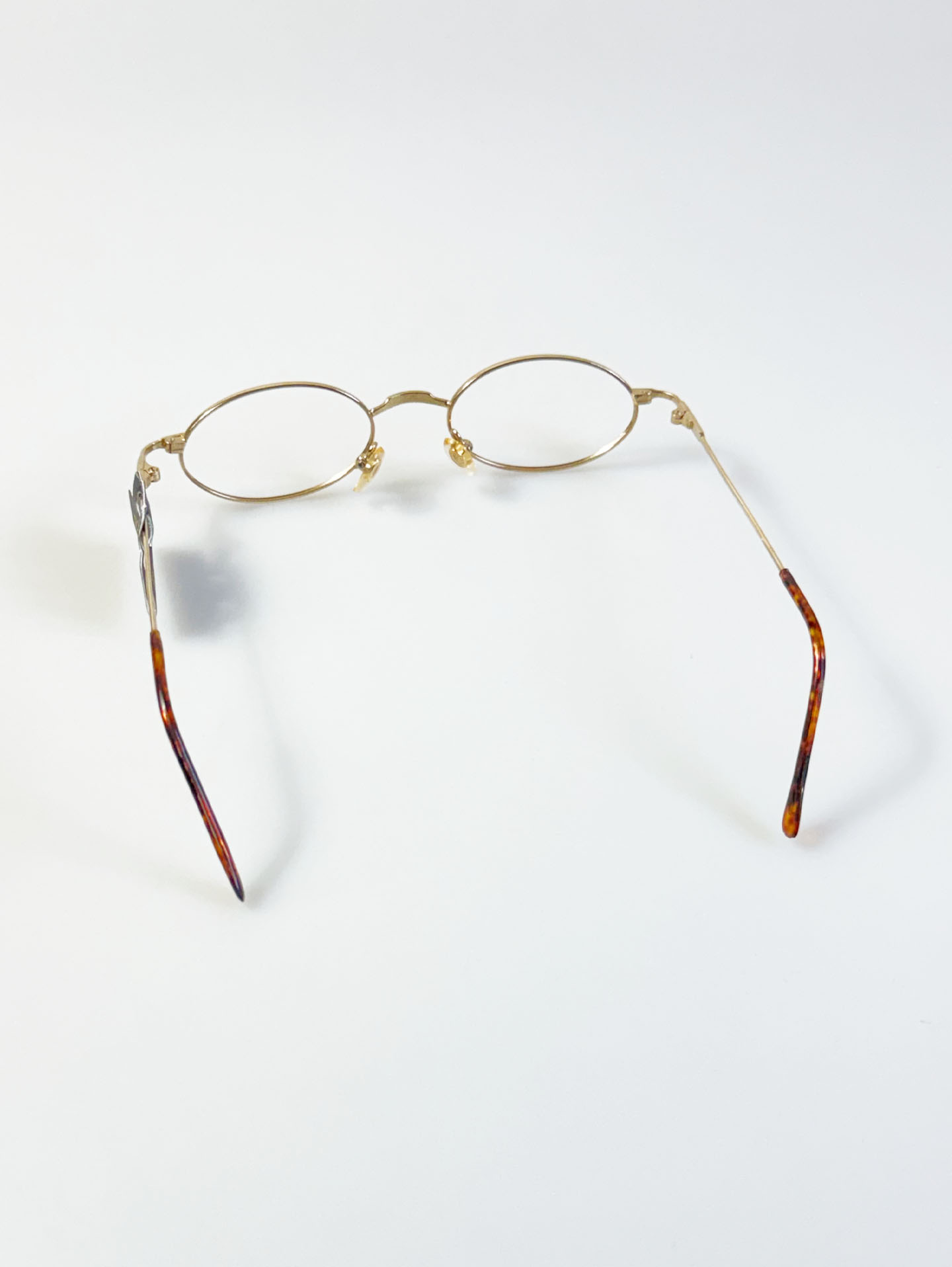 90's EYE WORLD Gold Slim Oval Metal Frame Glasses