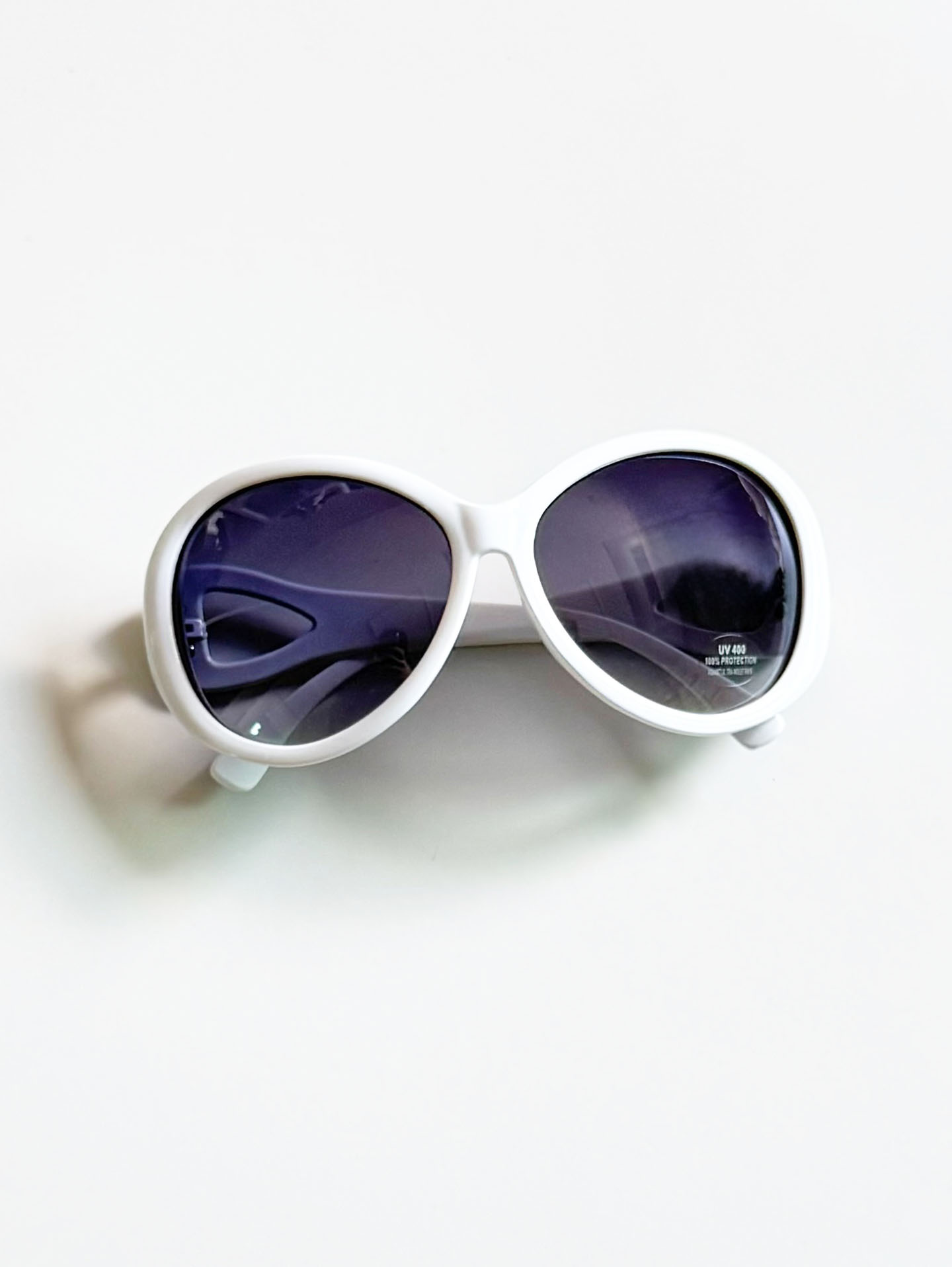 White Oversized Bold Oval Sunglasses