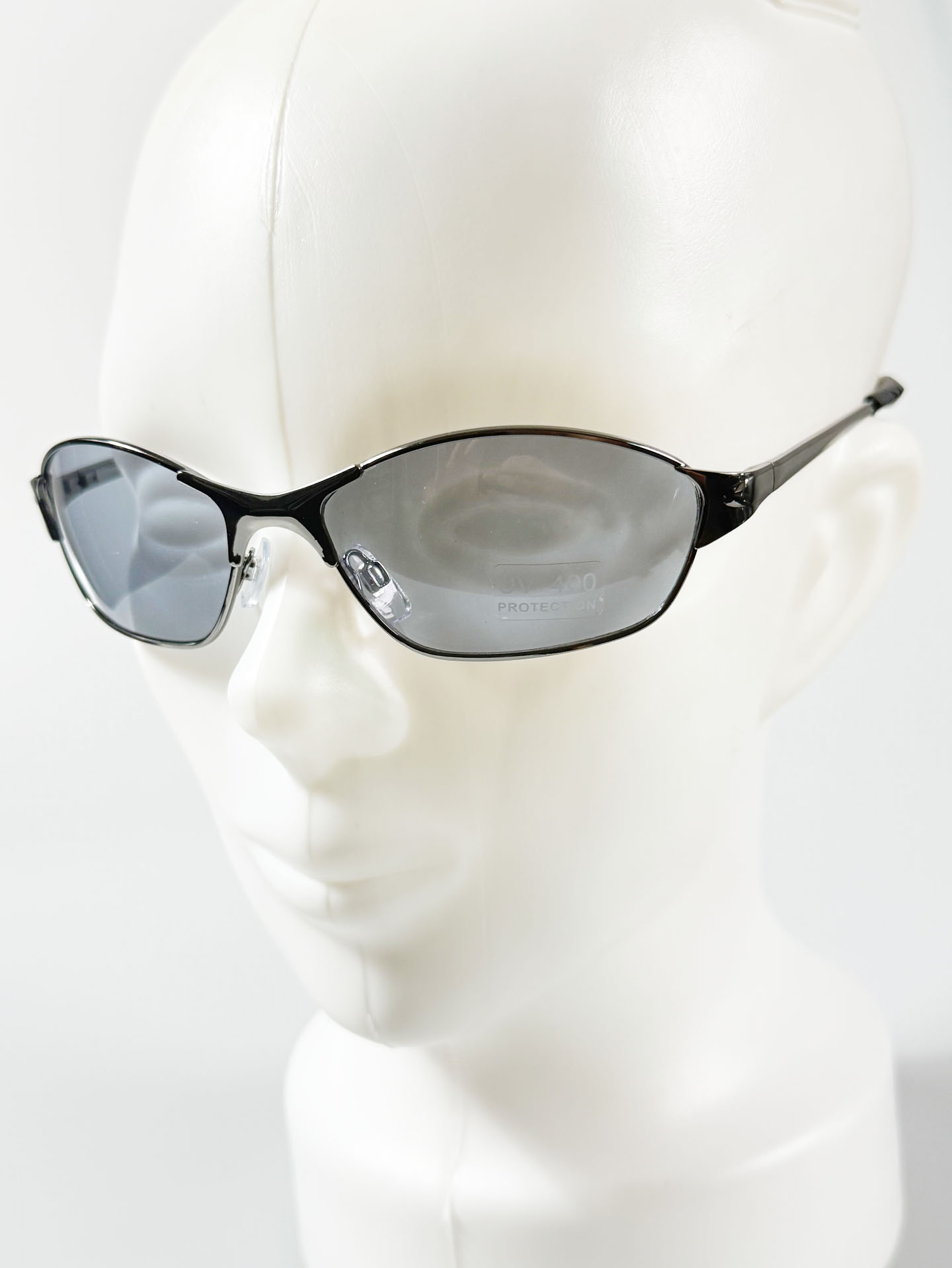 Gunmetal Wraparound Slim Square Sunglasses
