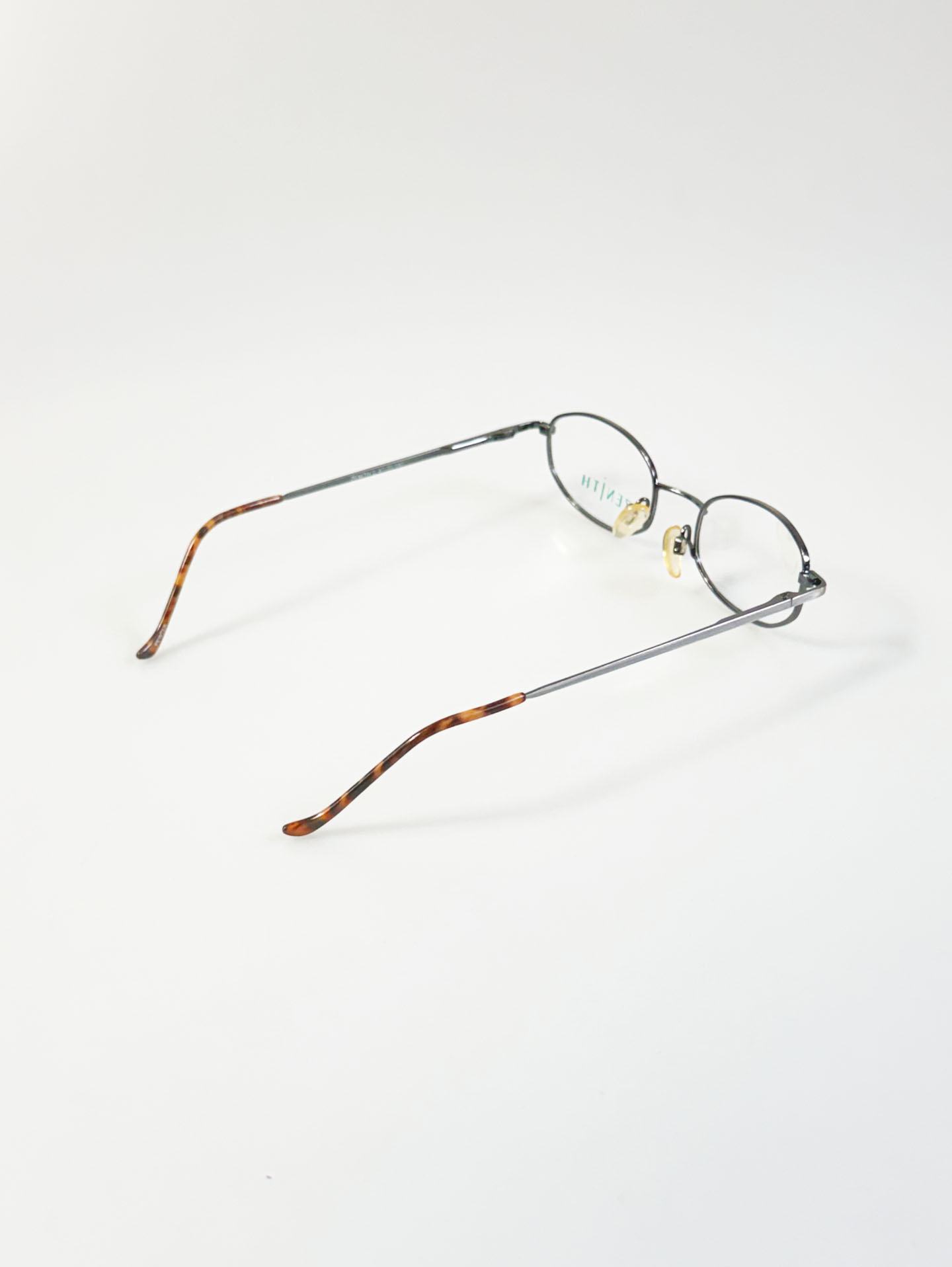 90's ZENITH Dark Silver Slim Oval Metal Frame Glasses