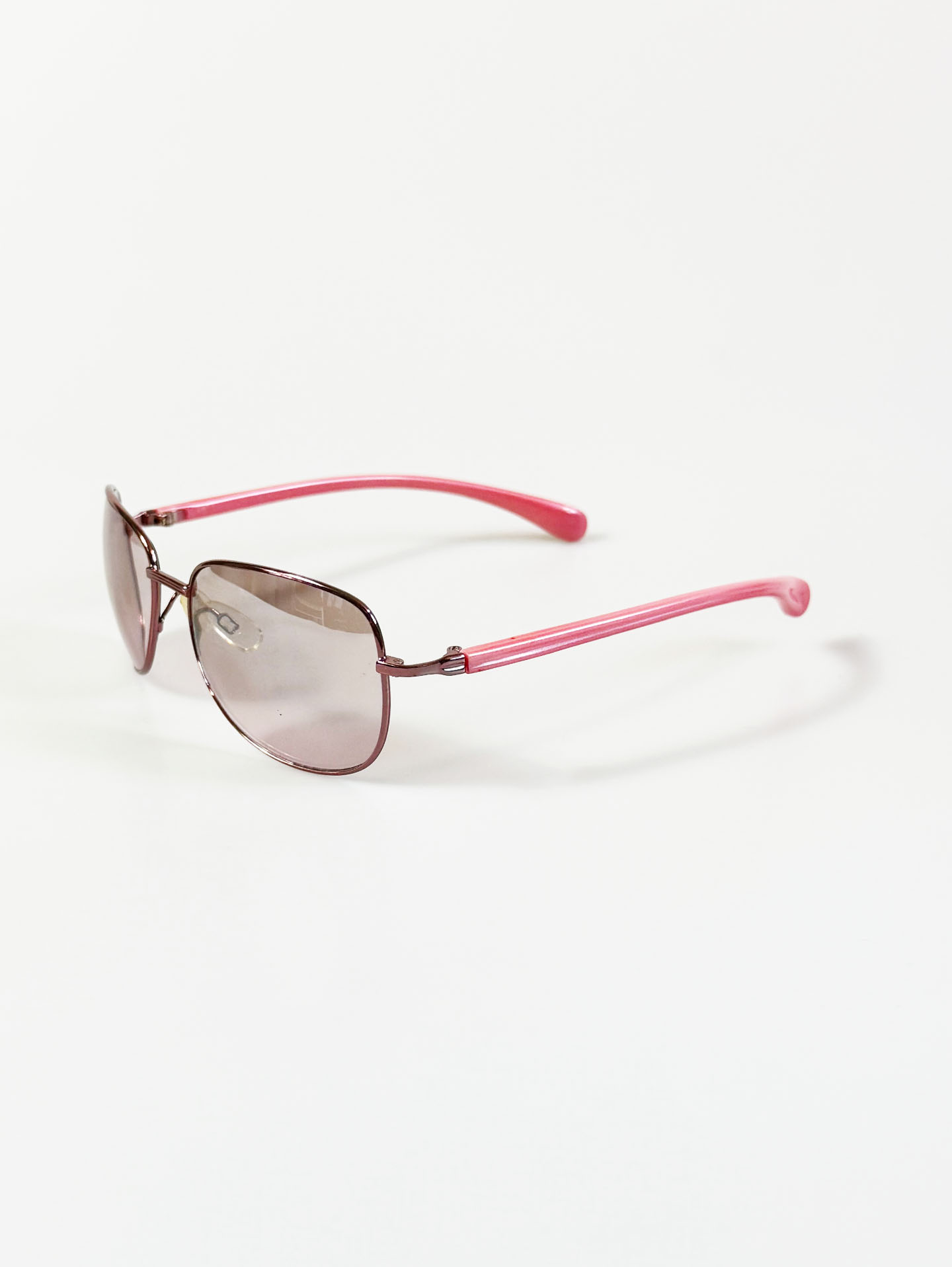Pink Metal Slim Square Tinted Sunglasses