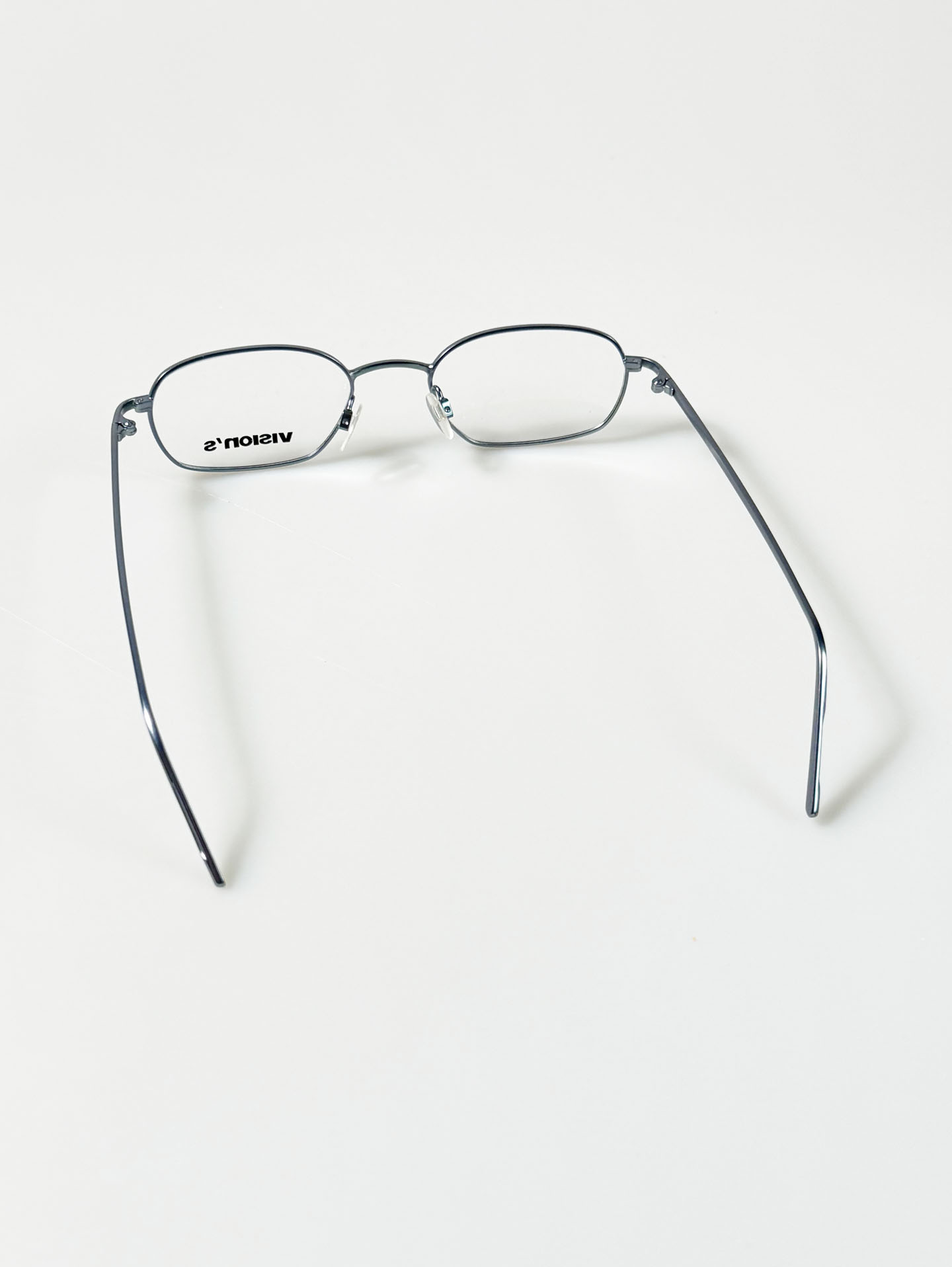 90's VISION'S Blue Slim Square Metal Frame Glasses