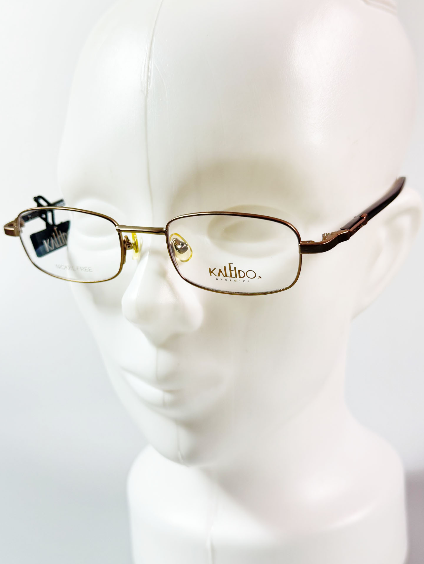 90's KALEIDO Gold Tone Slim Square Metal Frame Glasses