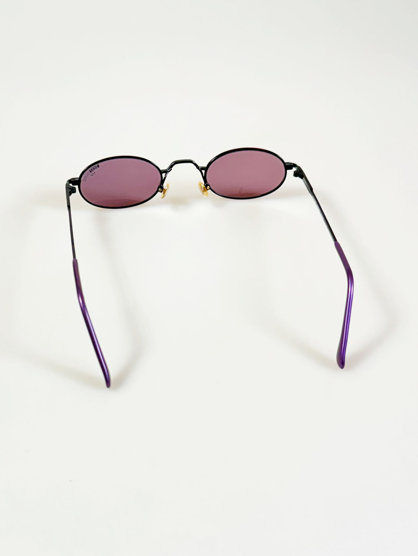 90's MICHIKO LONDON Slim Oval Rose Pink Metal Tint Sunglasses