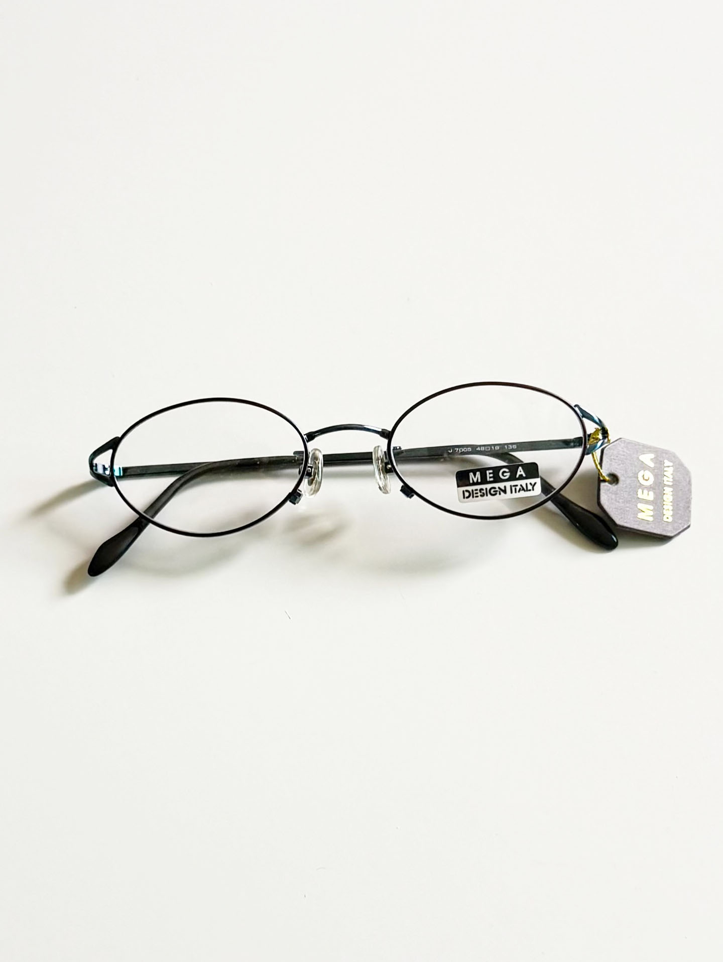 MEGA Deep Blue Slim Oval Metal Frame Glasses